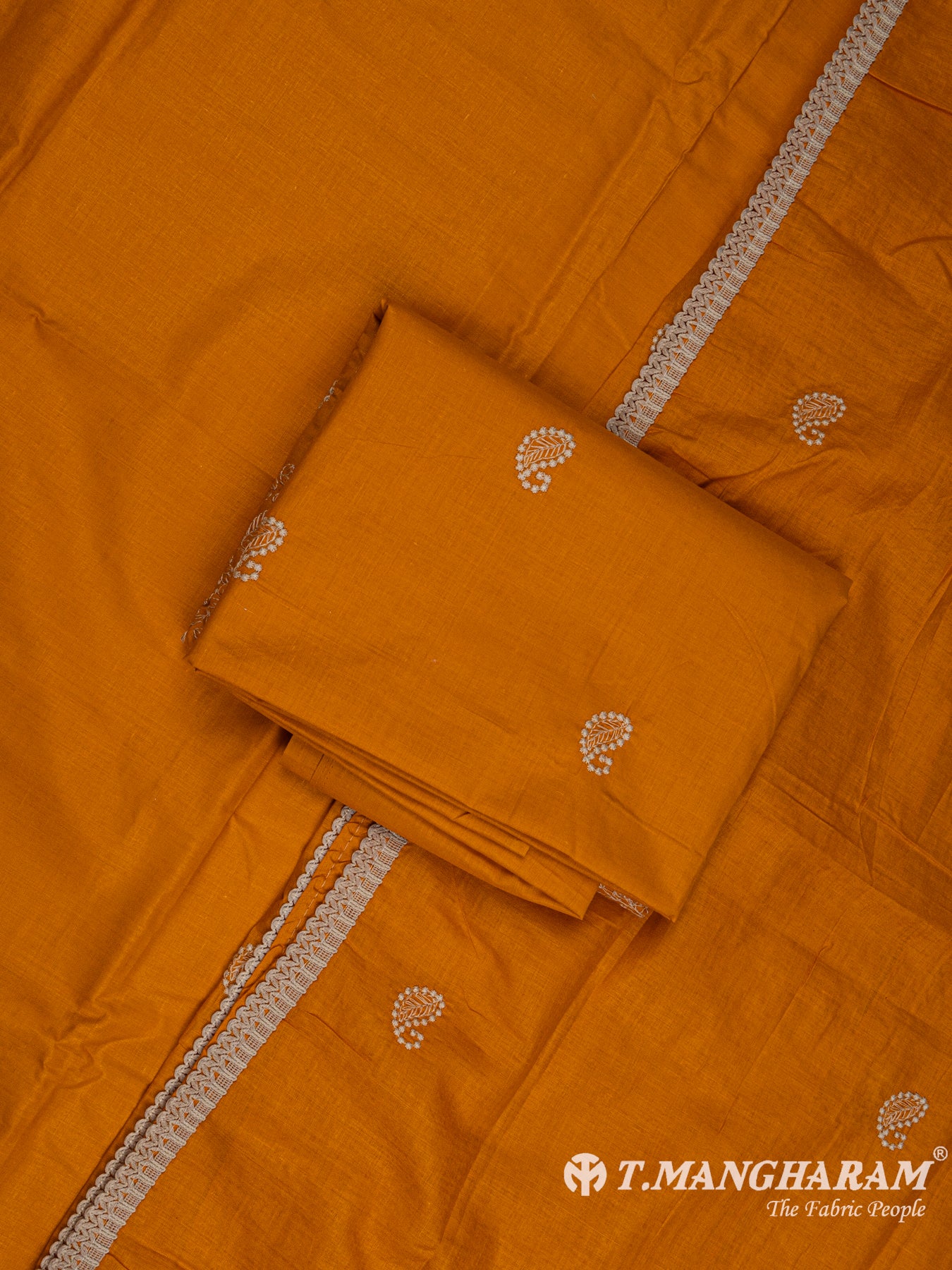 Mustard Yellow Cotton Chudidhar Fabric Set - EG1504 view-1