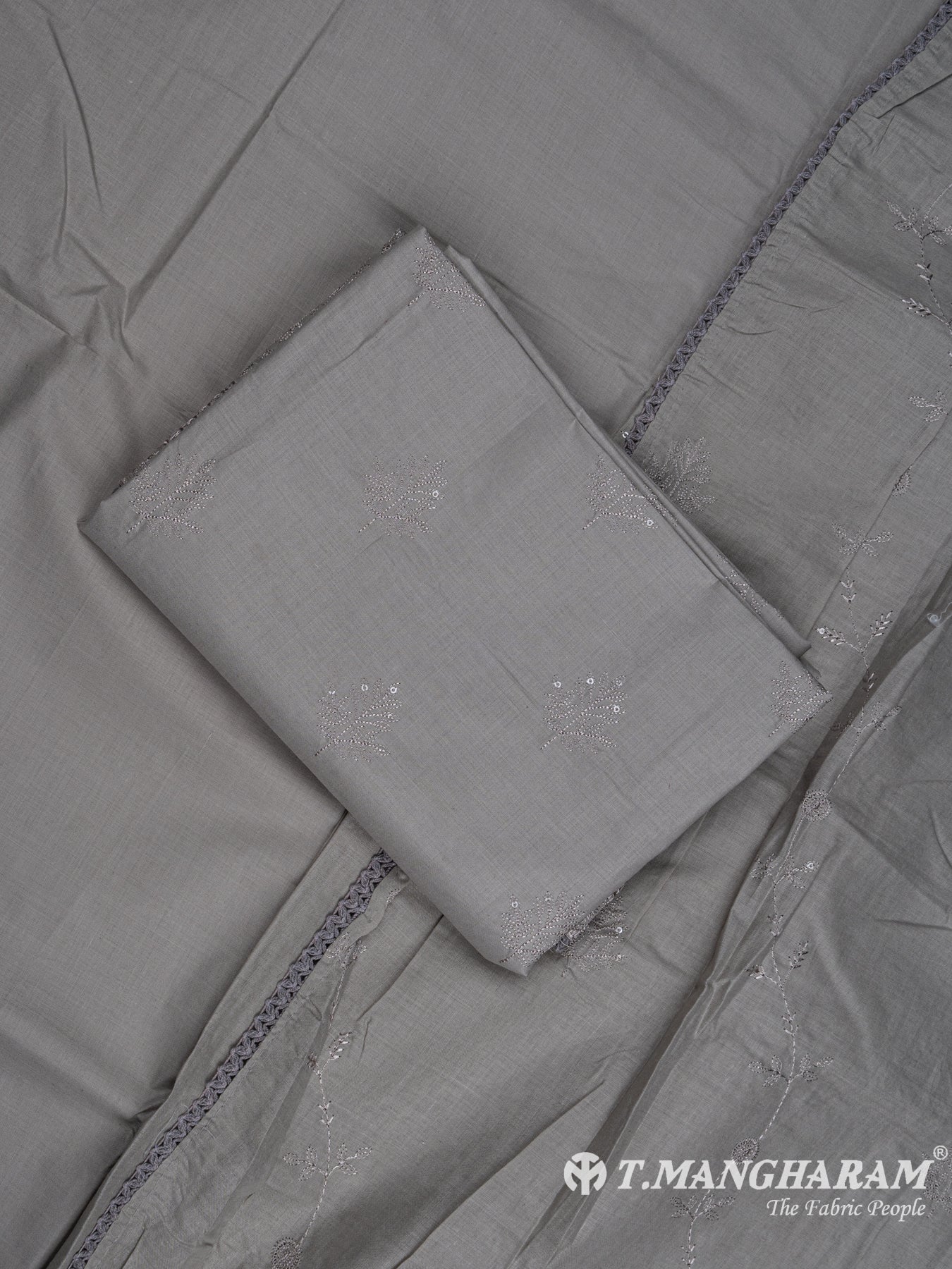 Grey Cotton Chudidhar Fabric Set - EG1541 view-1