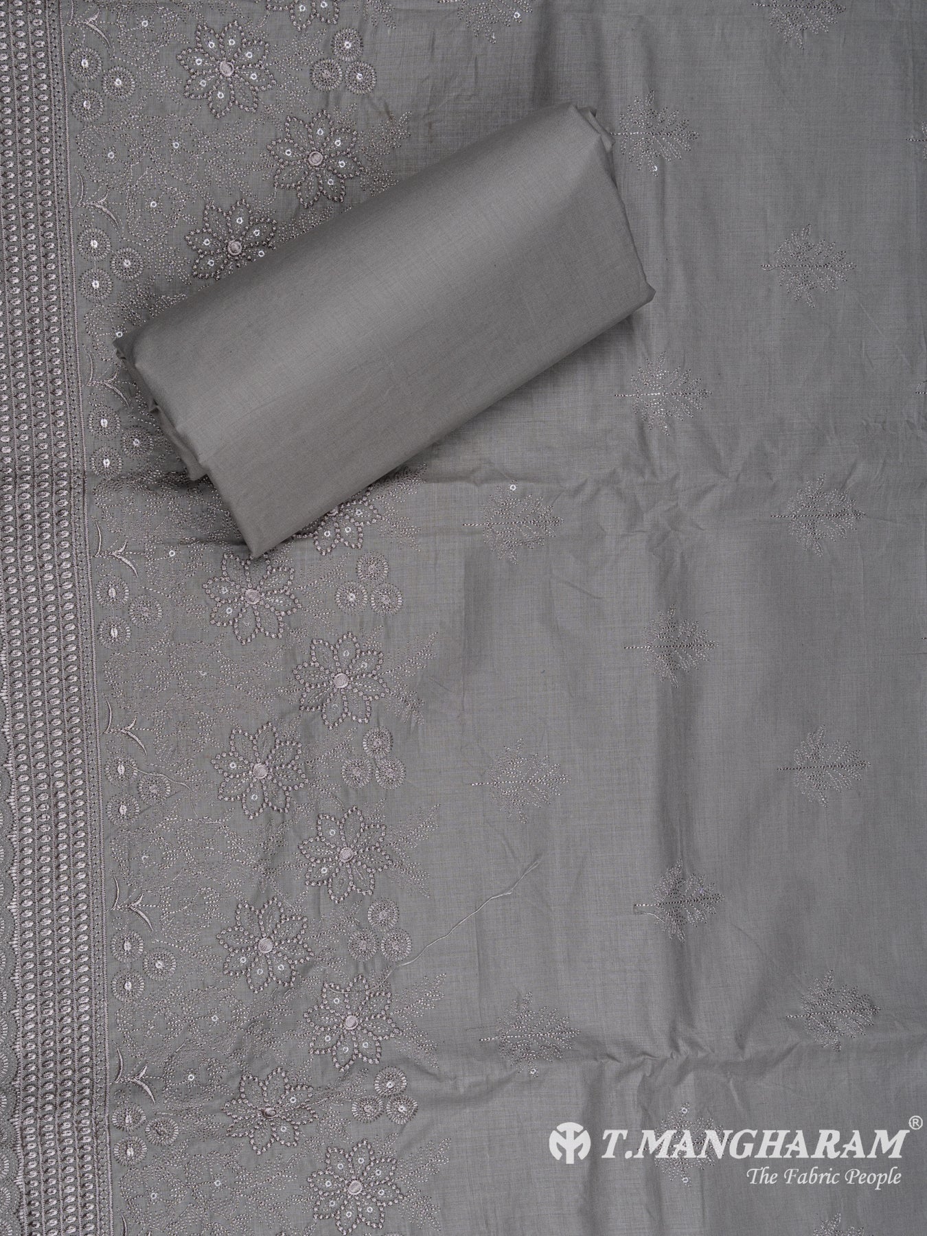 Grey Cotton Chudidhar Fabric Set - EG1541 view-3