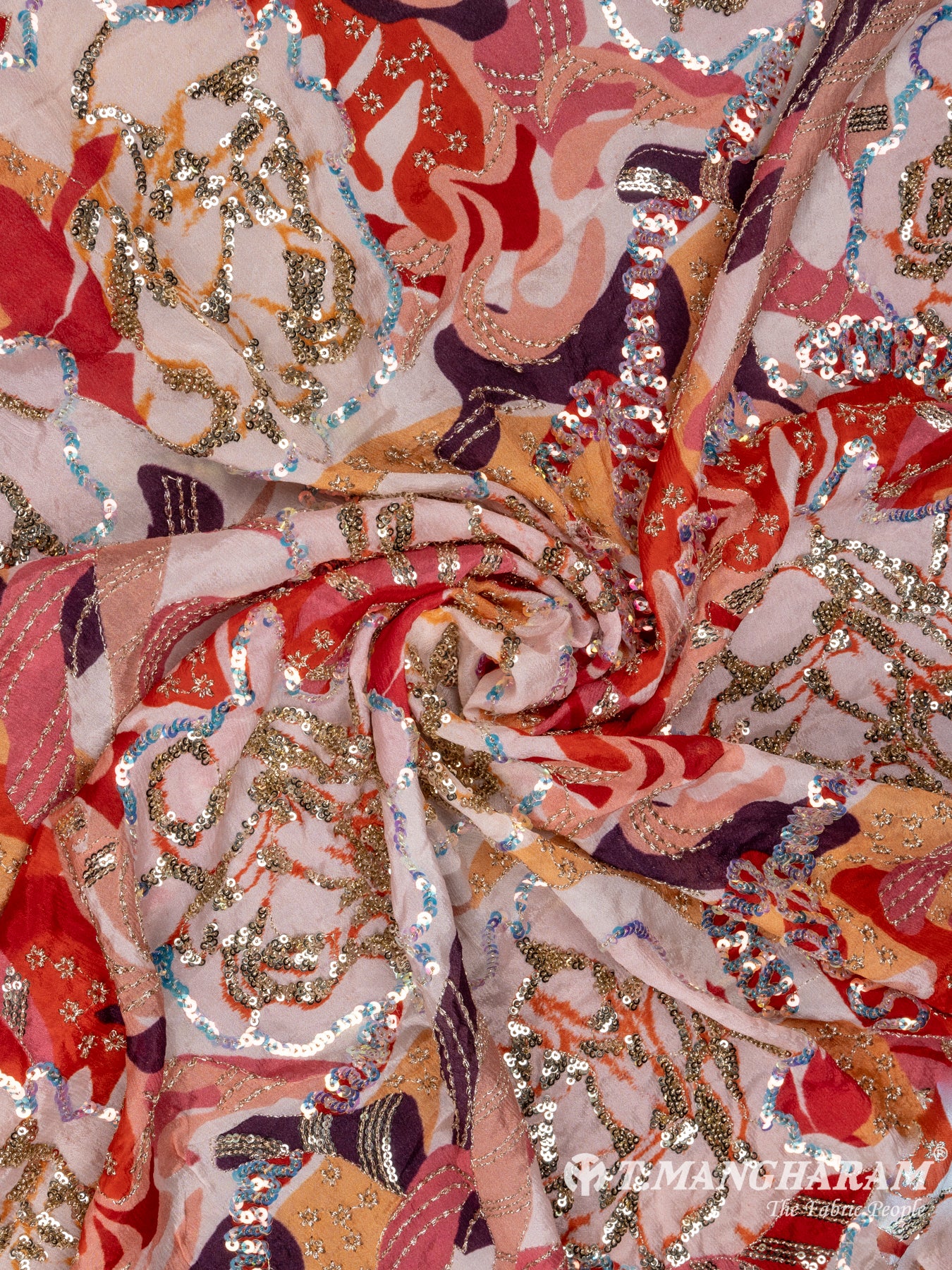 Multicolor Viscose Georgette Fabric - EC6685 view-1