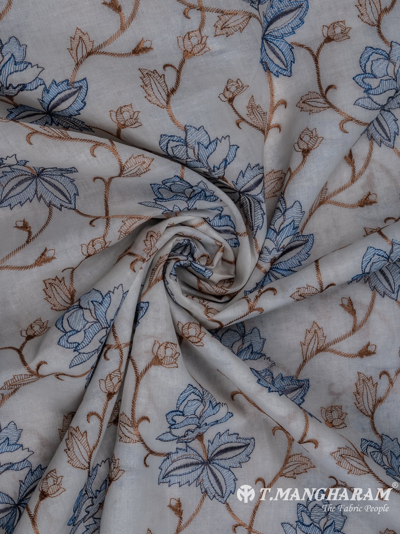 White Cotton Embroidery Fabric - EA2216 view-1