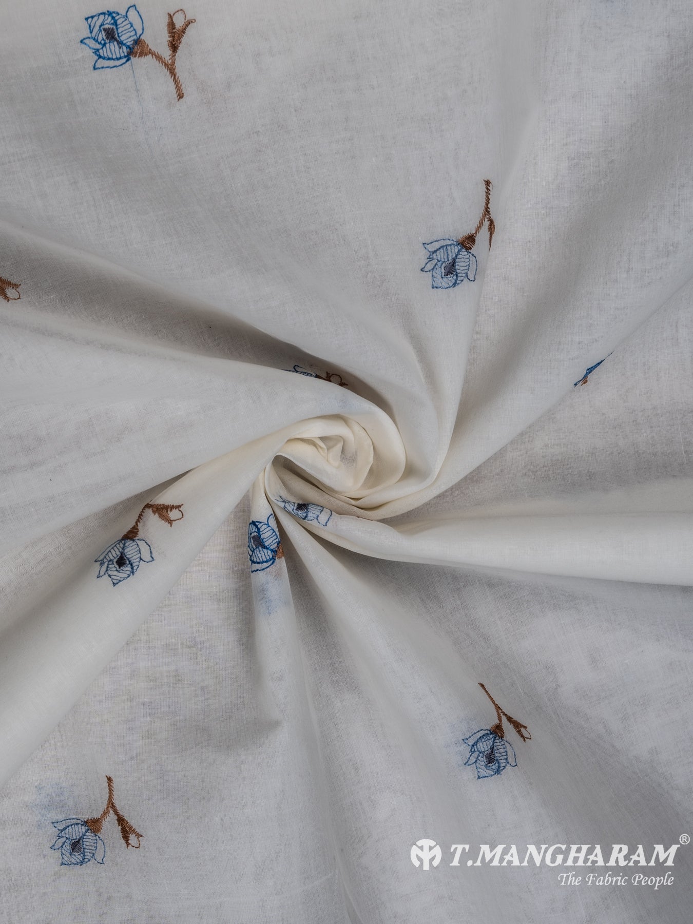 White Cotton Embroidery Fabric - EA2217 view-1