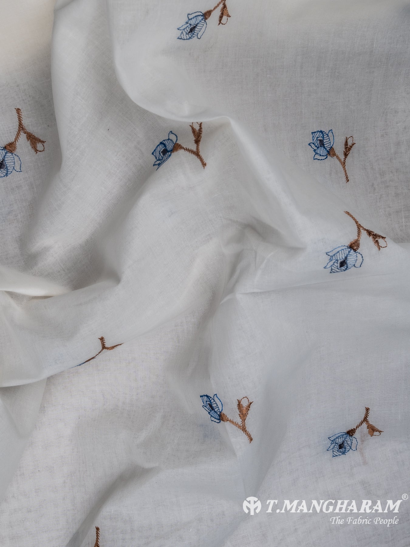 White Cotton Embroidery Fabric - EA2217 view-4