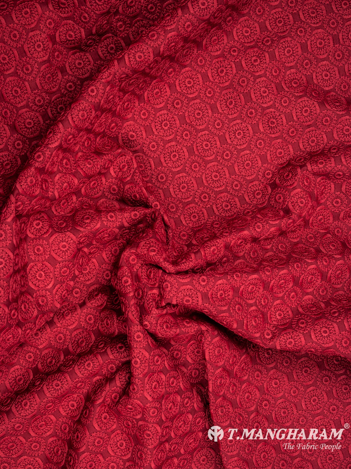 Maroon Cotton Embroidery Fabric - EC6731 view-4