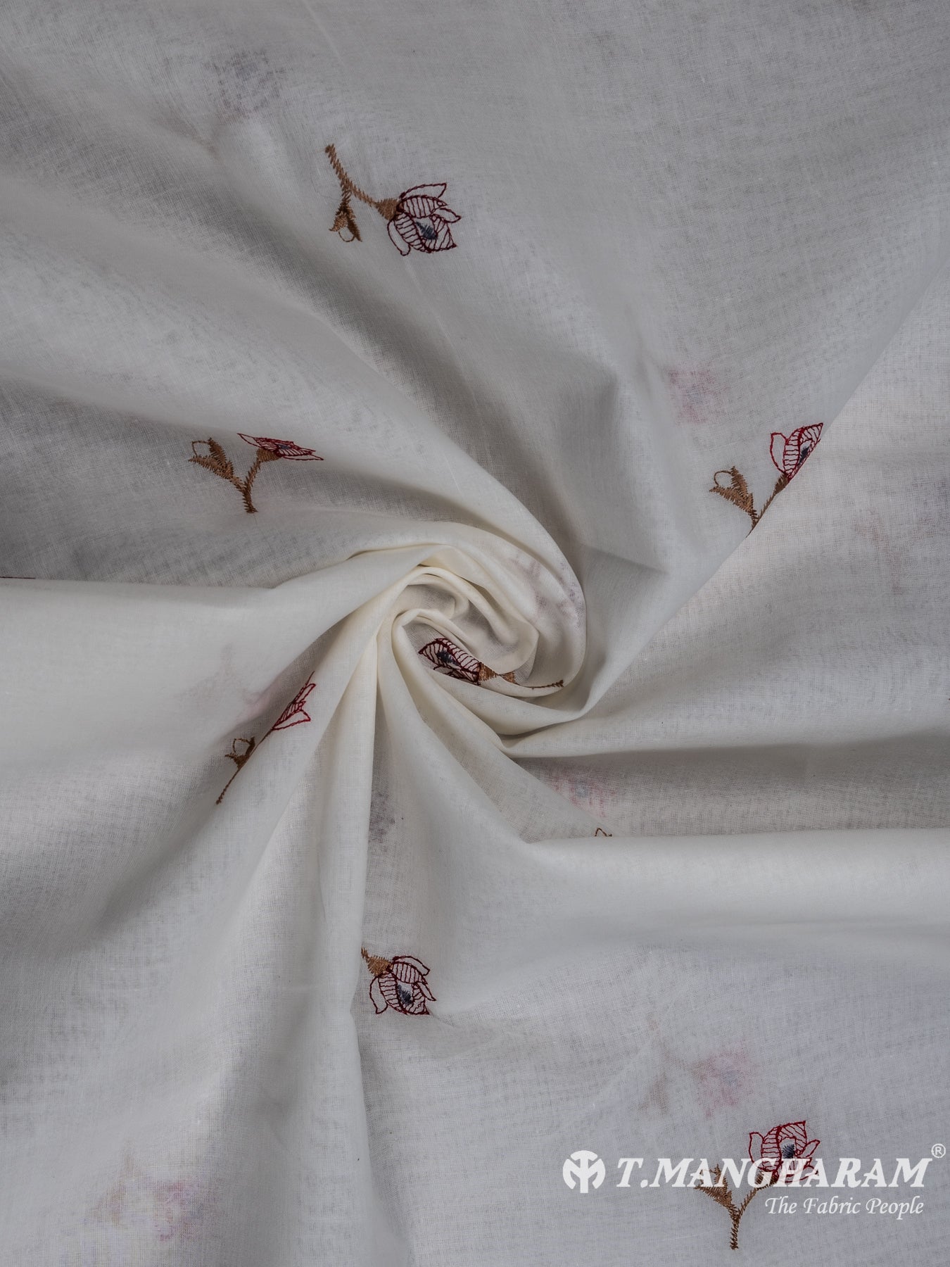 White Cotton Embroidery Fabric - EA2218 view-1