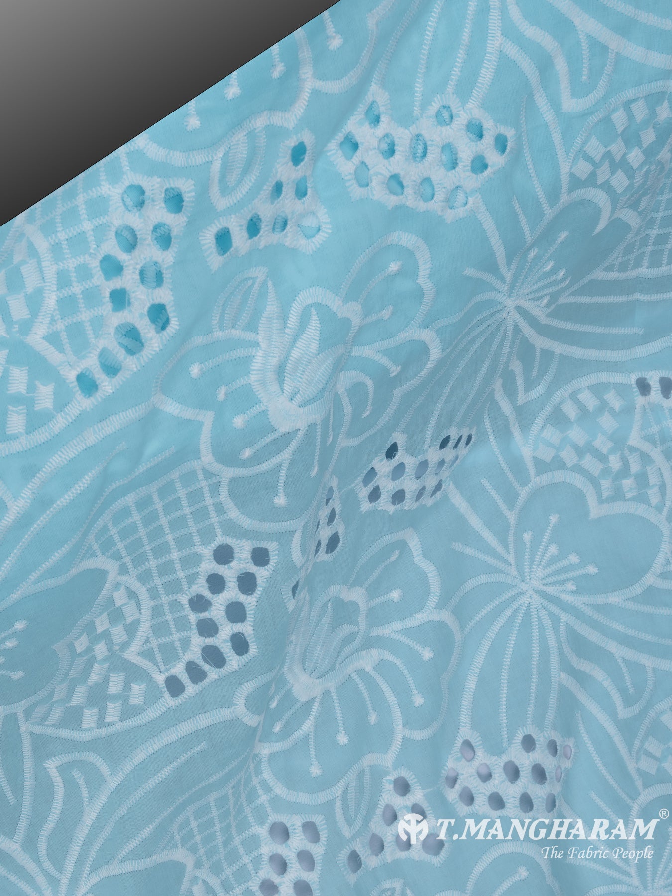 Blue Cotton Embroidery Fabric - EC6748 view-2
