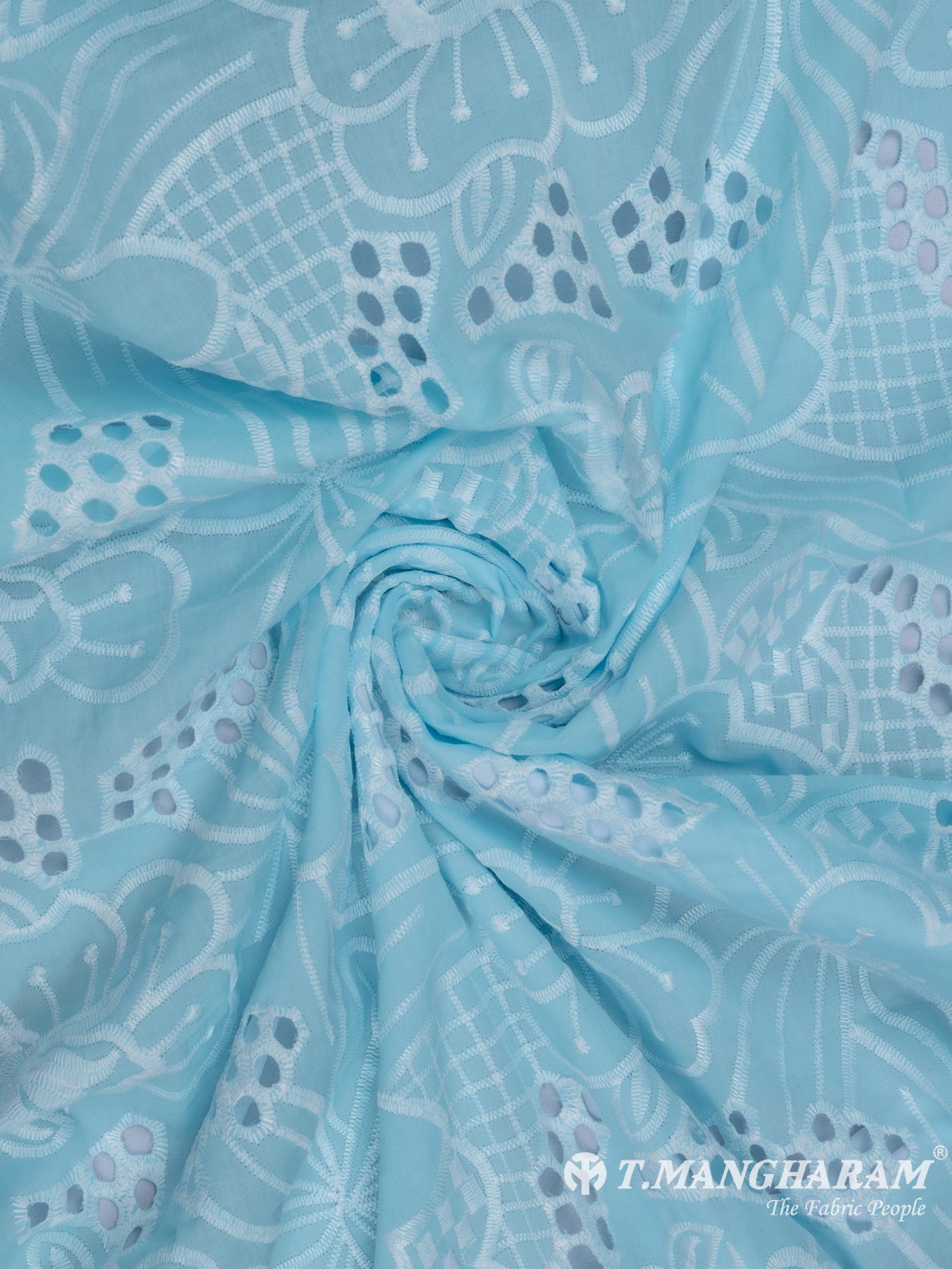 Blue Cotton Embroidery Fabric - EC6748 view-1