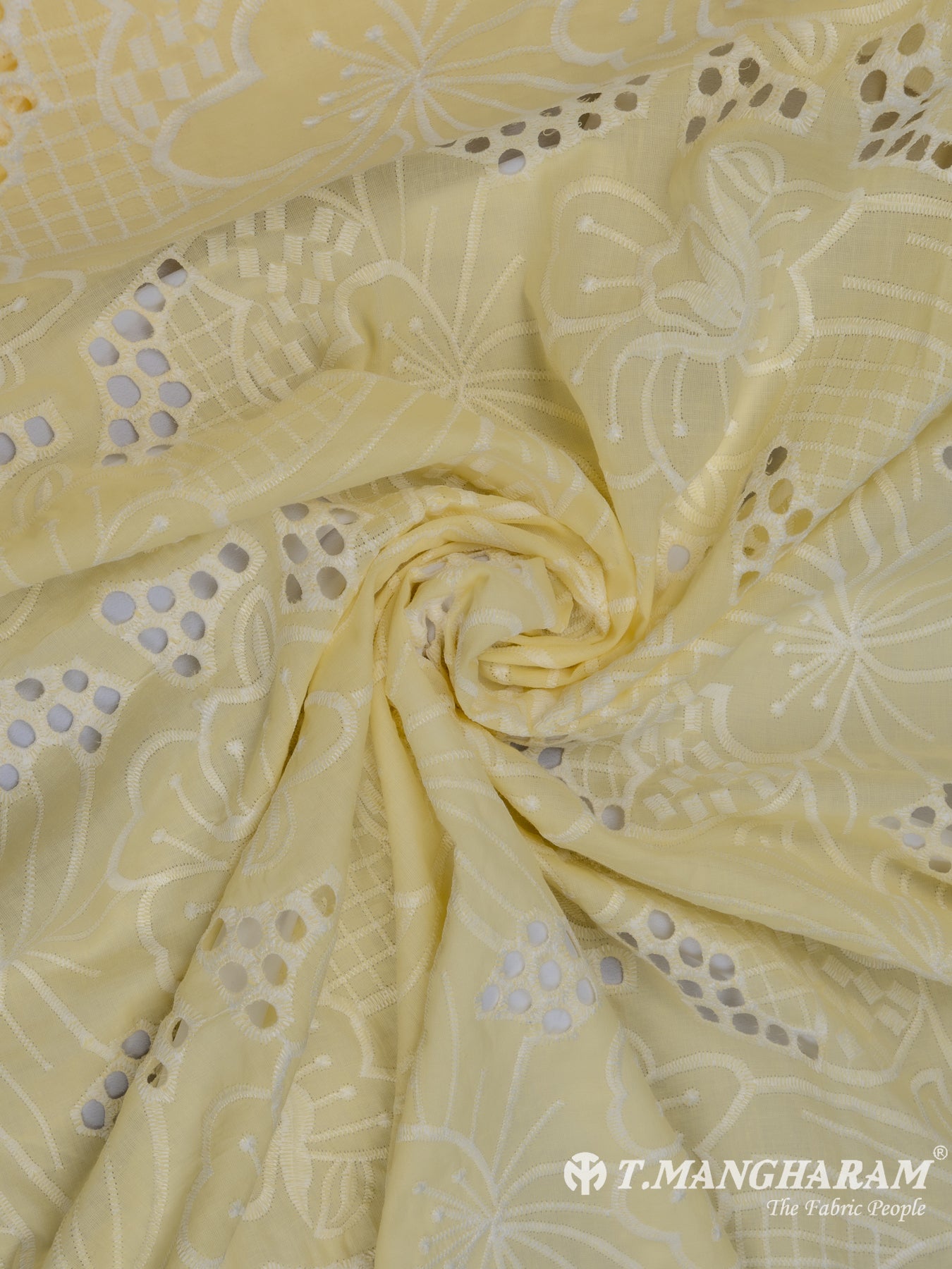 Yellow Cotton Embroidery Fabric - EC6749 view-1