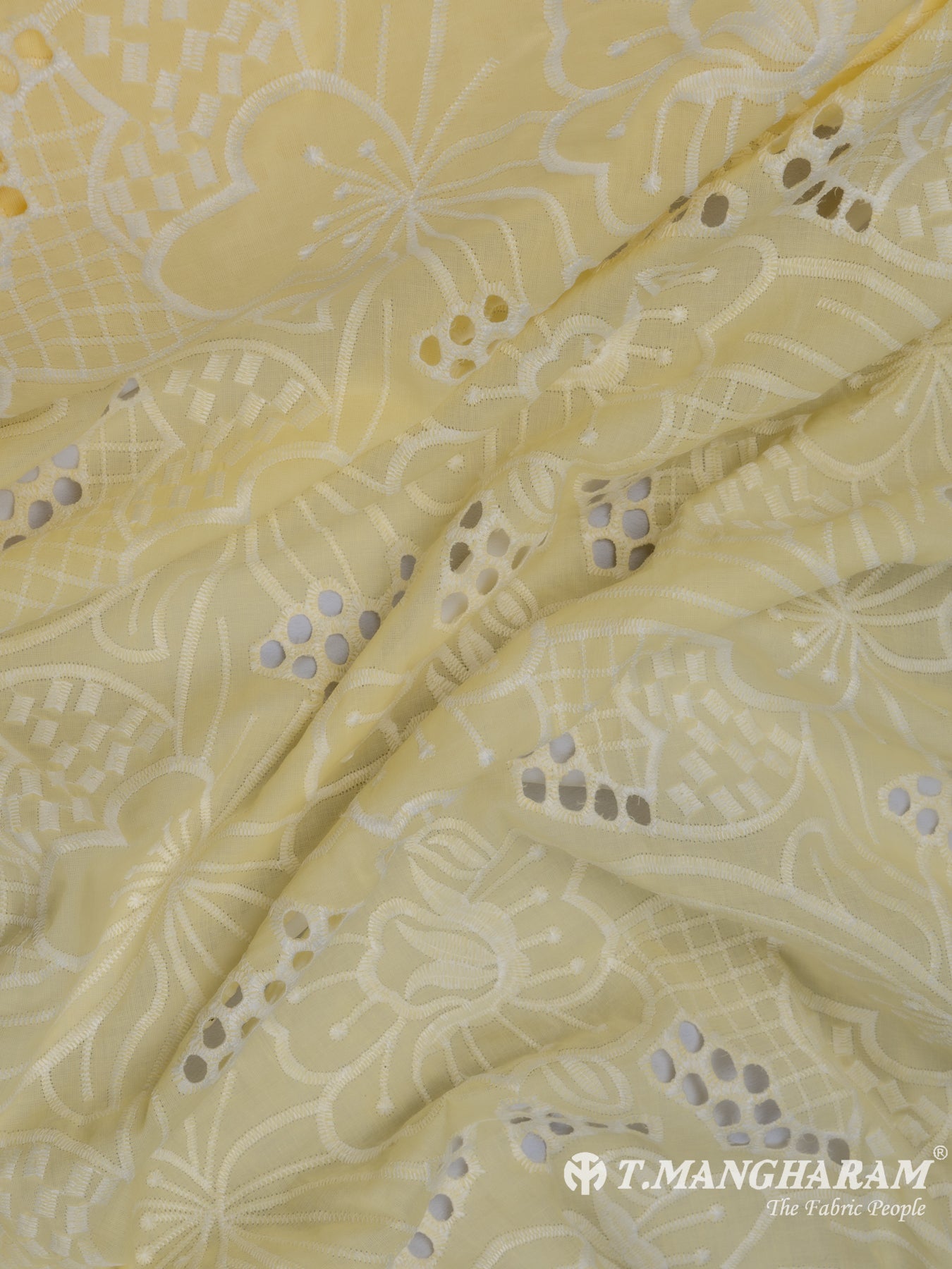 Yellow Cotton Embroidery Fabric - EC6749 view-4