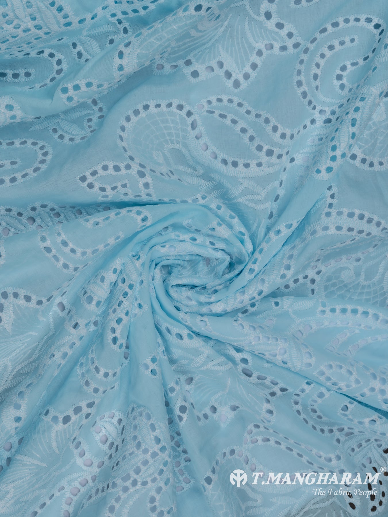 Blue Cotton Embroidery Fabric - EC6740 view-1