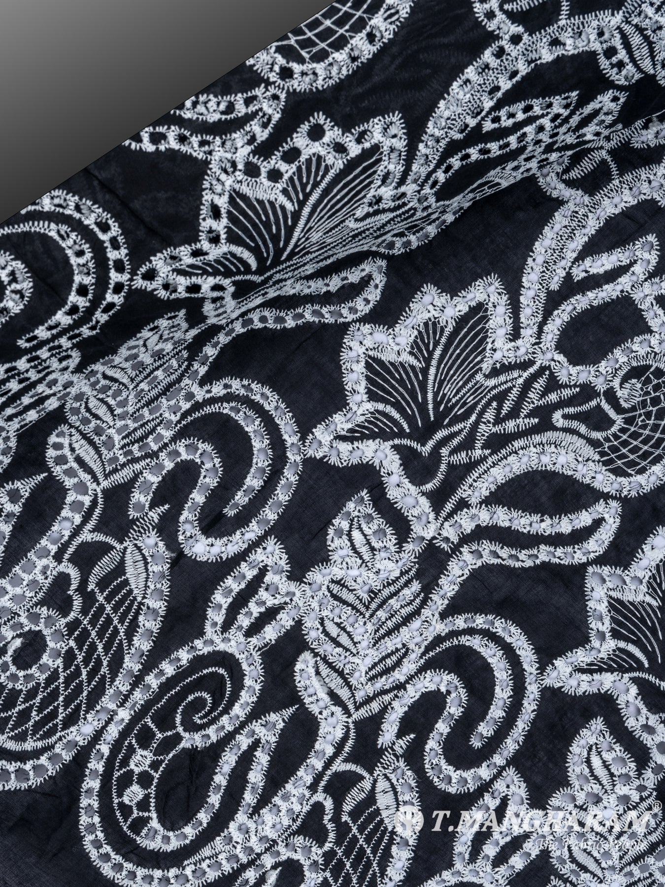 Black Cotton Embroidery Fabric - EC6744 view-2
