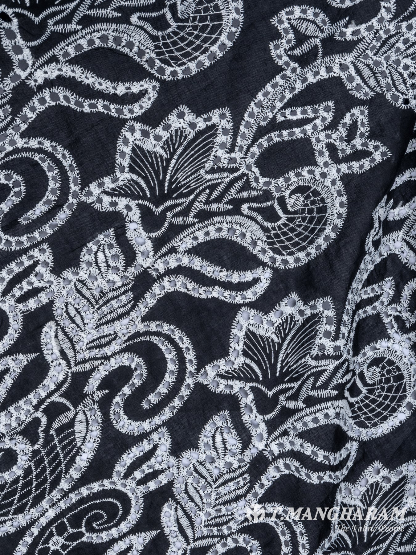 Black Cotton Embroidery Fabric - EC6744 view-3