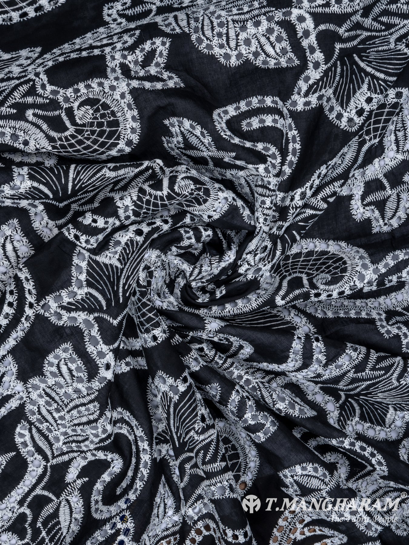 Black Cotton Embroidery Fabric - EC6744 view-1