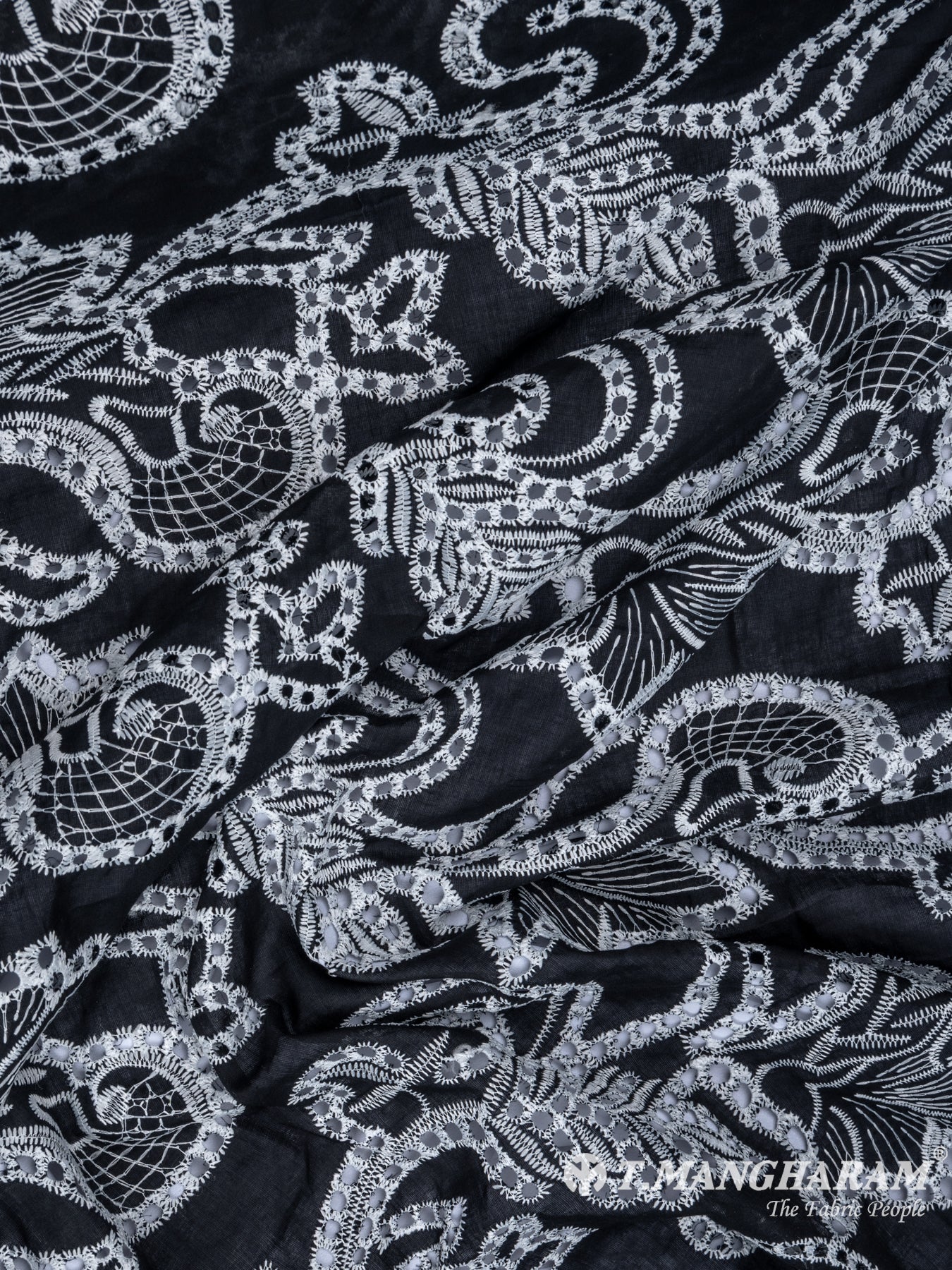 Black Cotton Embroidery Fabric - EC6744 view-4