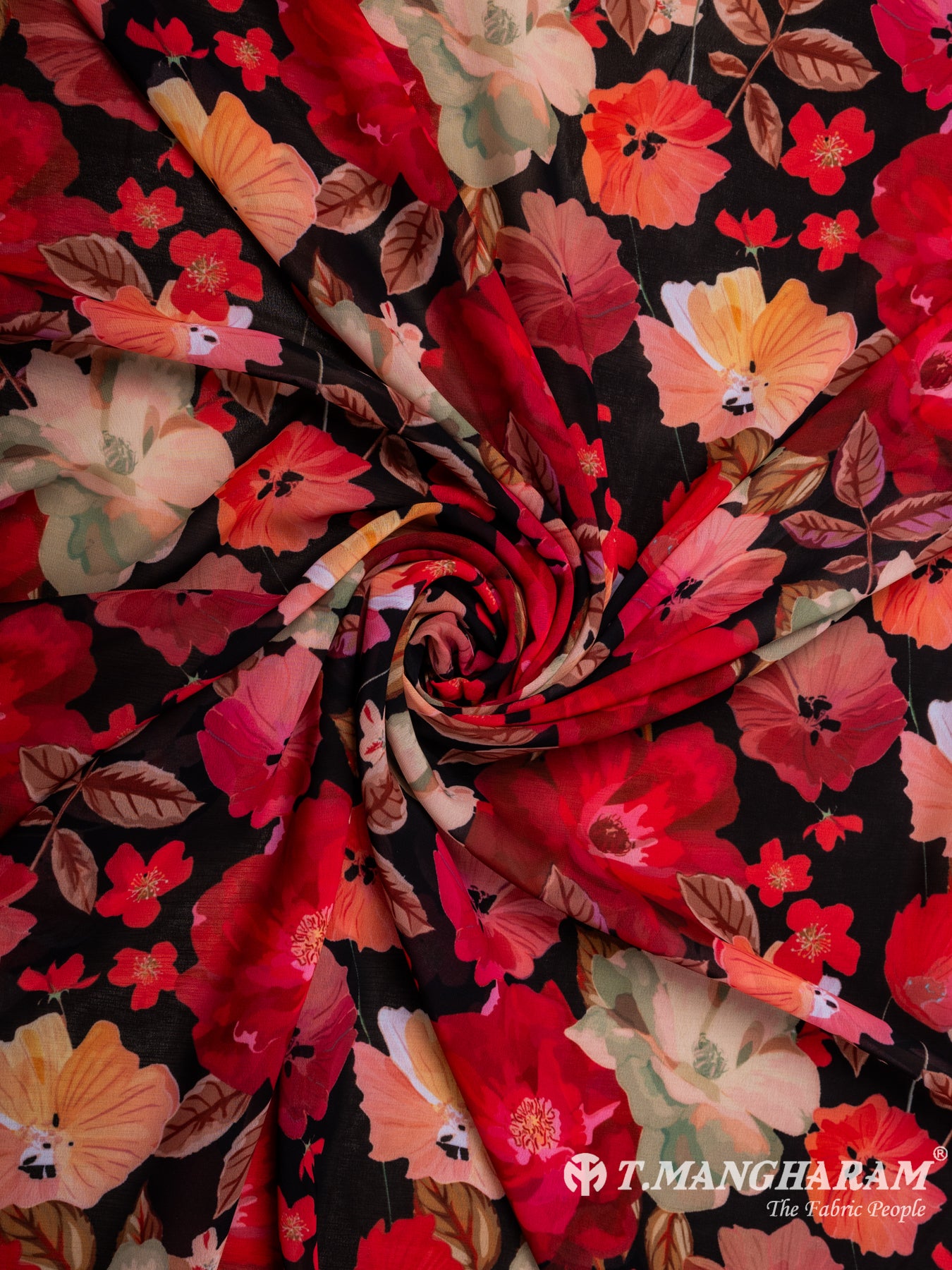 Black Georgette Fabric - EC7079 view-1