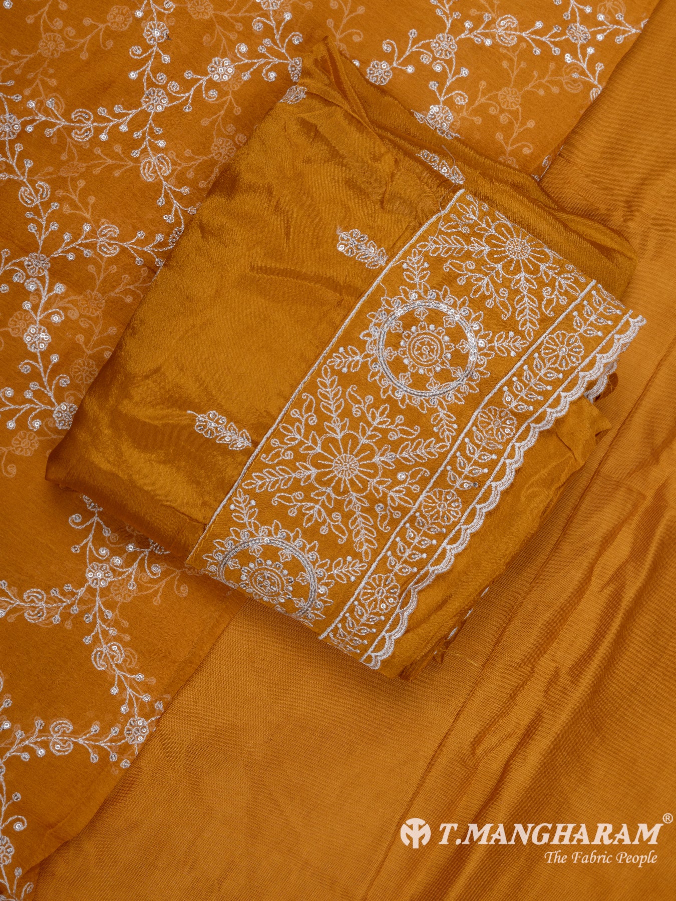 Orange Yellow Tissue Organza Chudidhar Fabric Set - EG1577 view-1