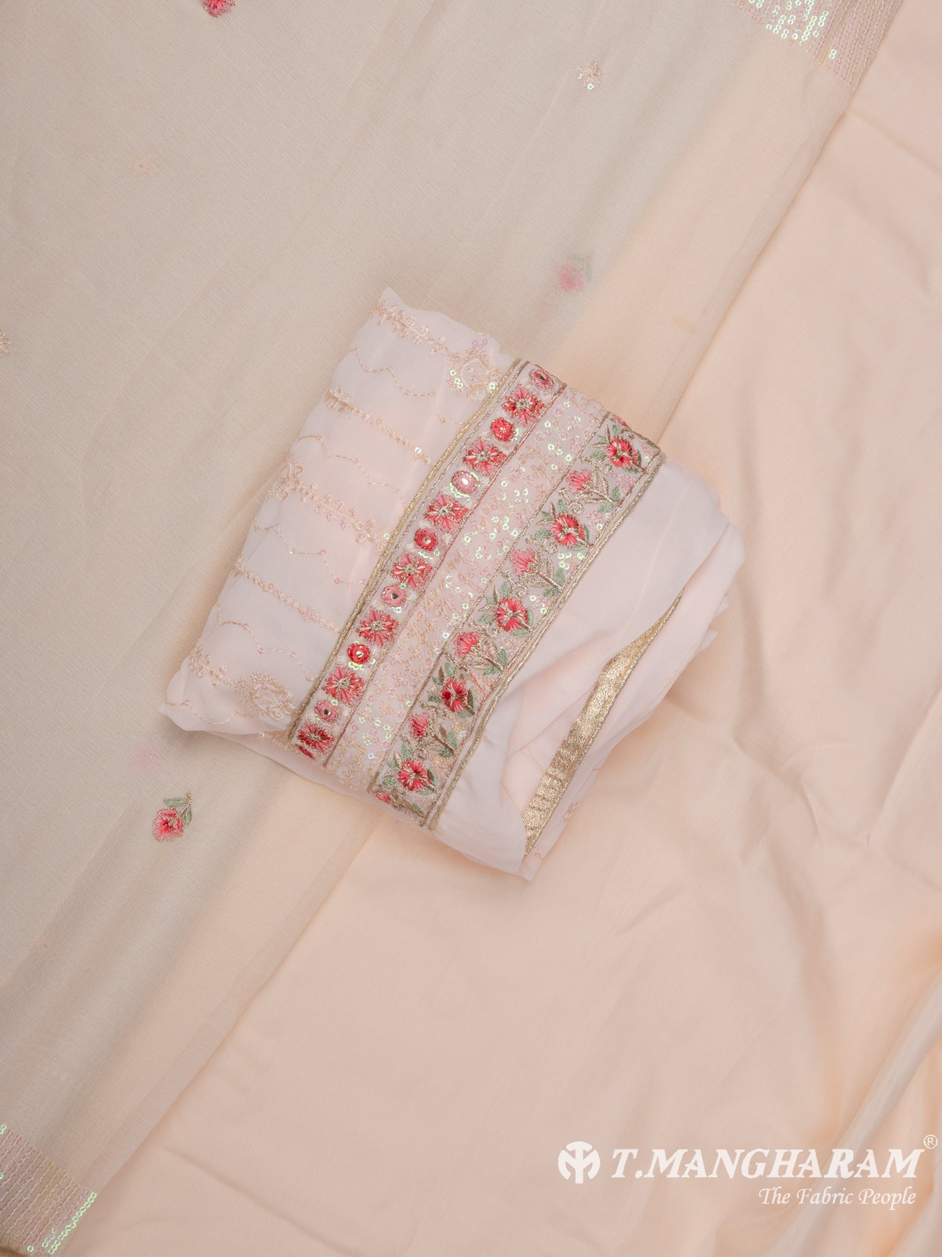 Peach Georgette Chudidhar Fabric Set - EG1579 view-1