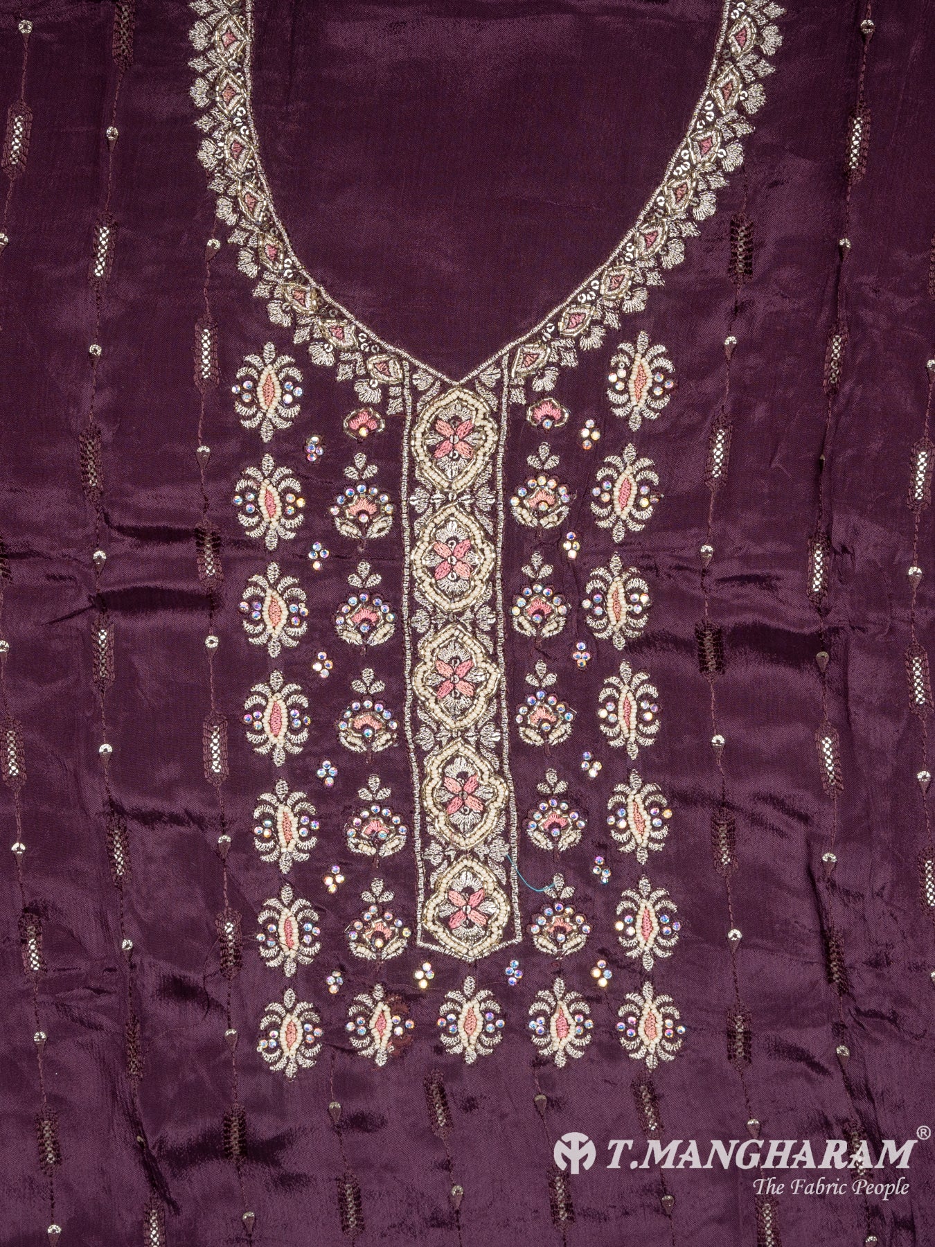 Wine Silk Georgette Chudidhar Fabric Set - EG1566 view-2