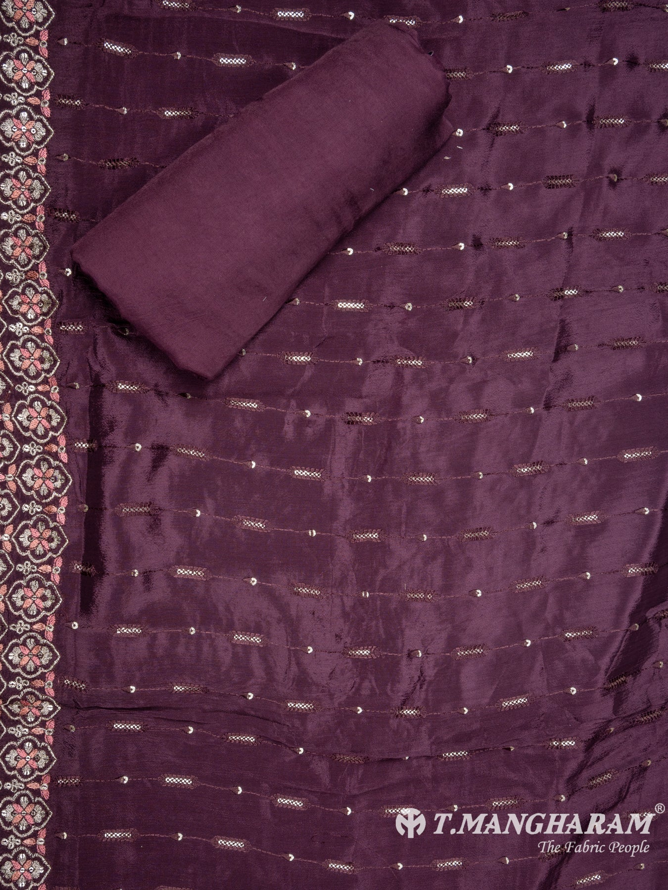 Wine Silk Georgette Chudidhar Fabric Set - EG1566 view-3