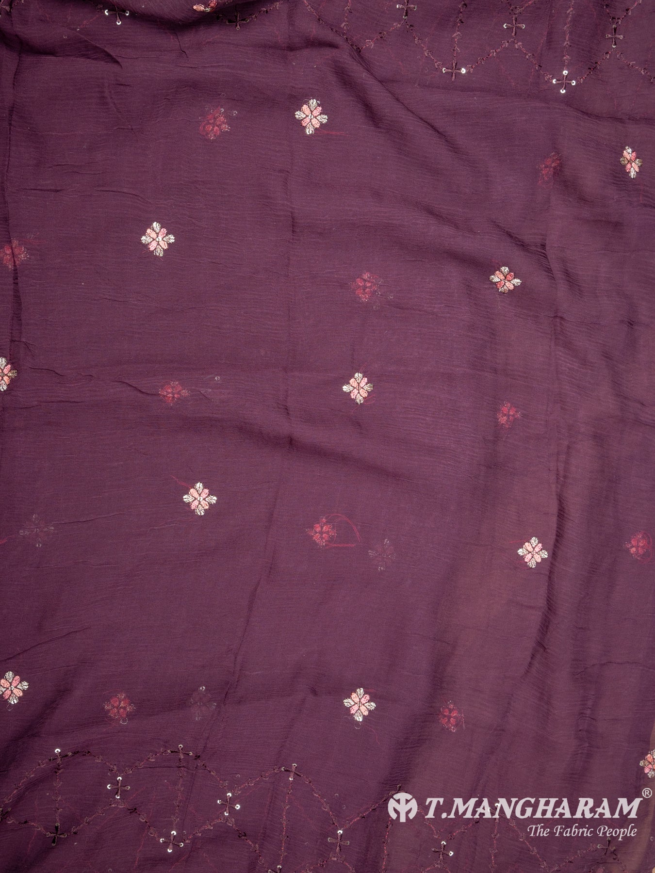Wine Silk Georgette Chudidhar Fabric Set - EG1566 view-4