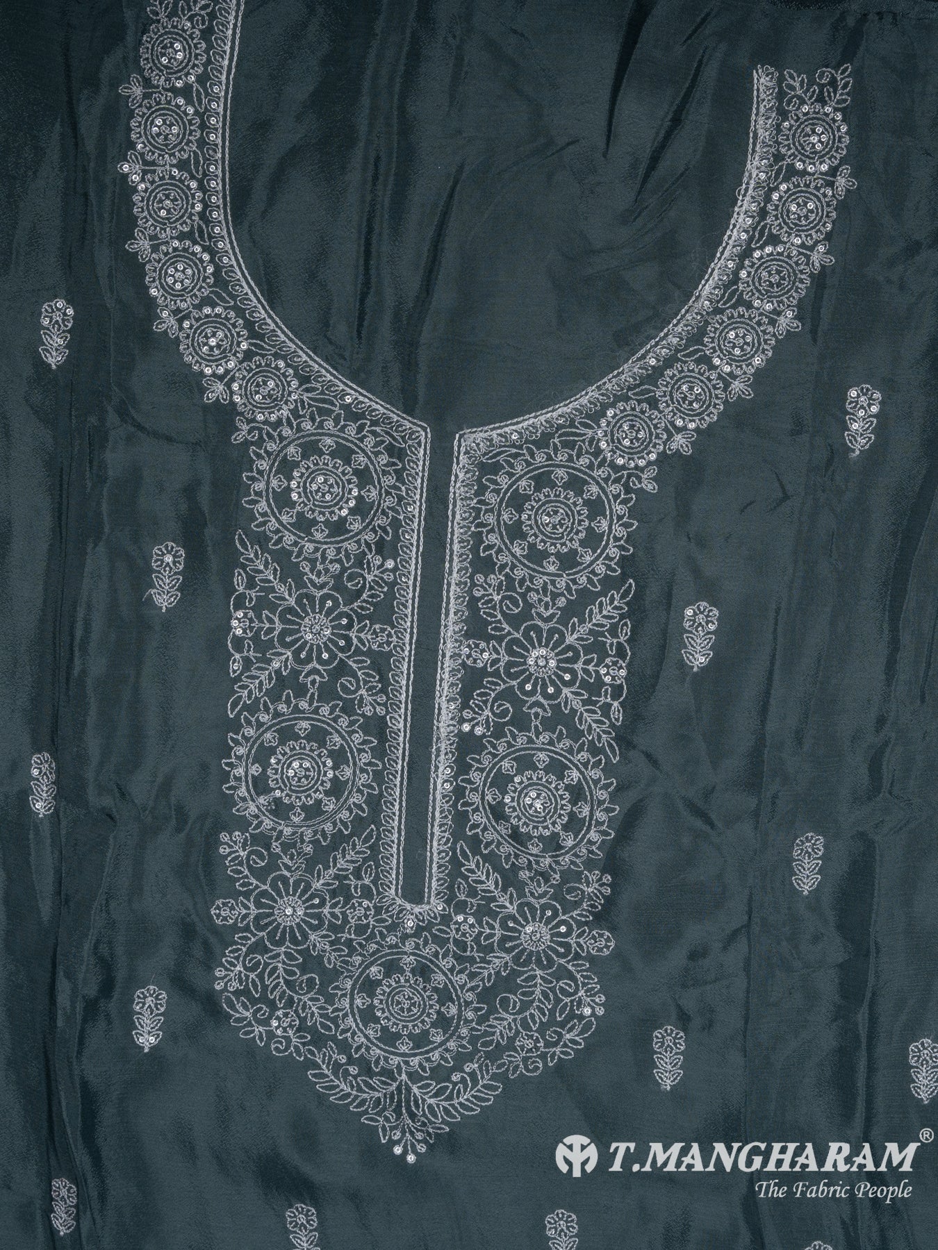 Dark Grey Tissue Organza Chudidhar Fabric Set - EG1578 view-2