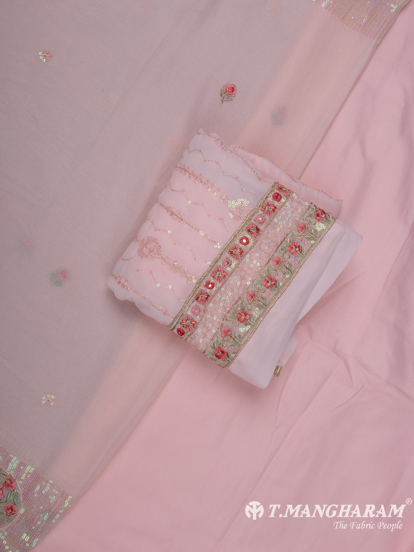 Pink Georgette Chudidhar Fabric Set - EG1582 view-1