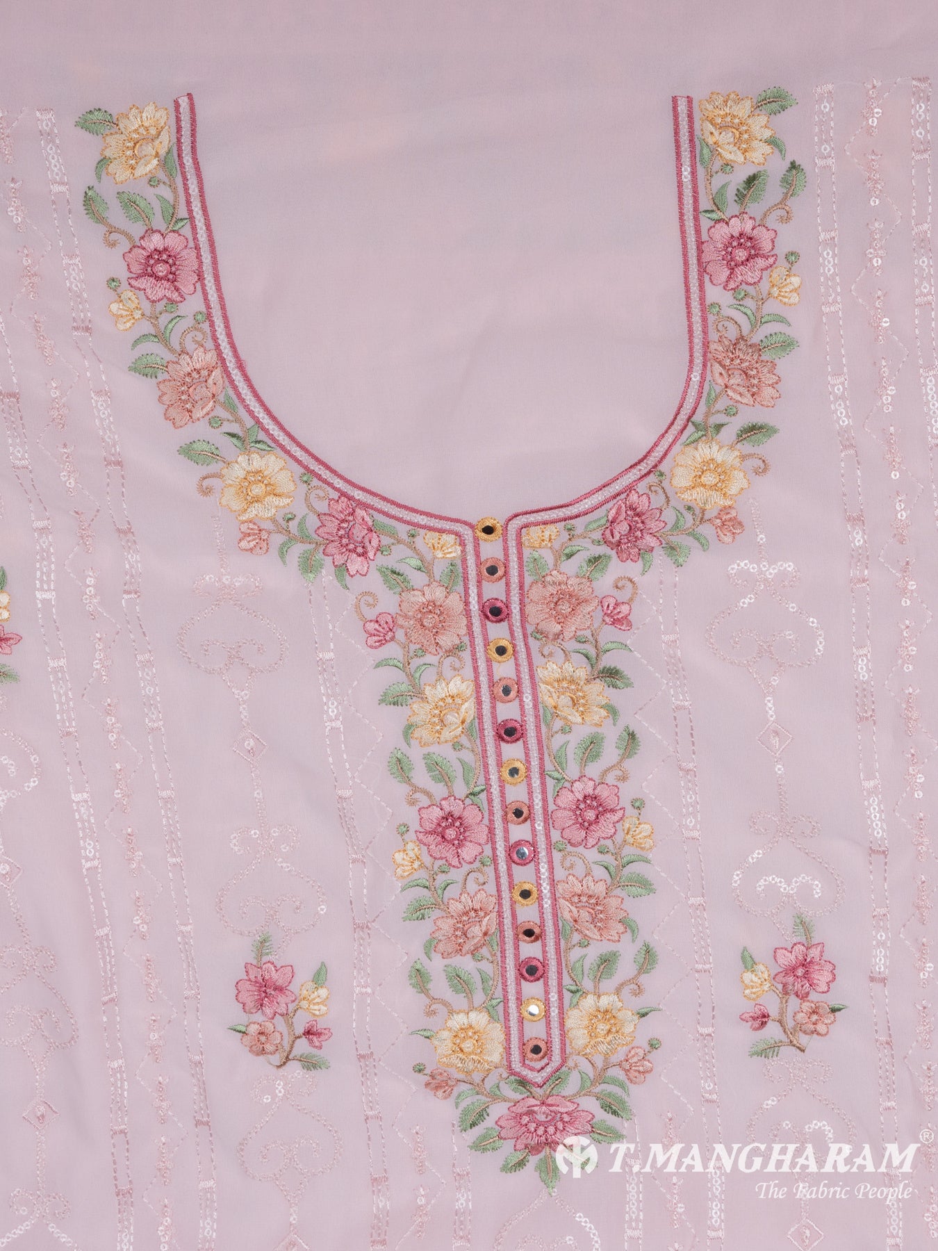 Pink Georgette Chudidhar Fabric Set - EH1406 view-2