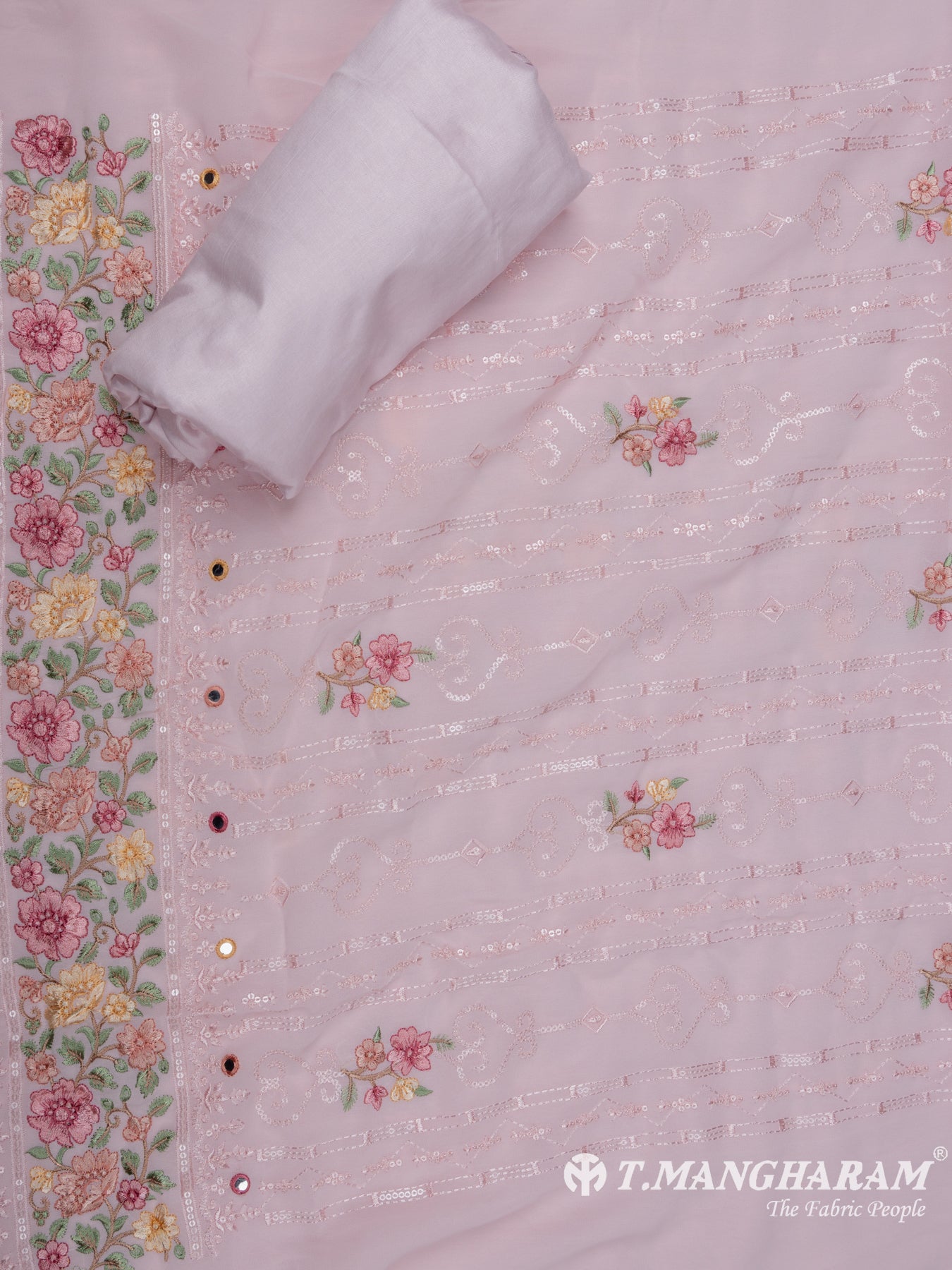 Pink Georgette Chudidhar Fabric Set - EH1406 view-3