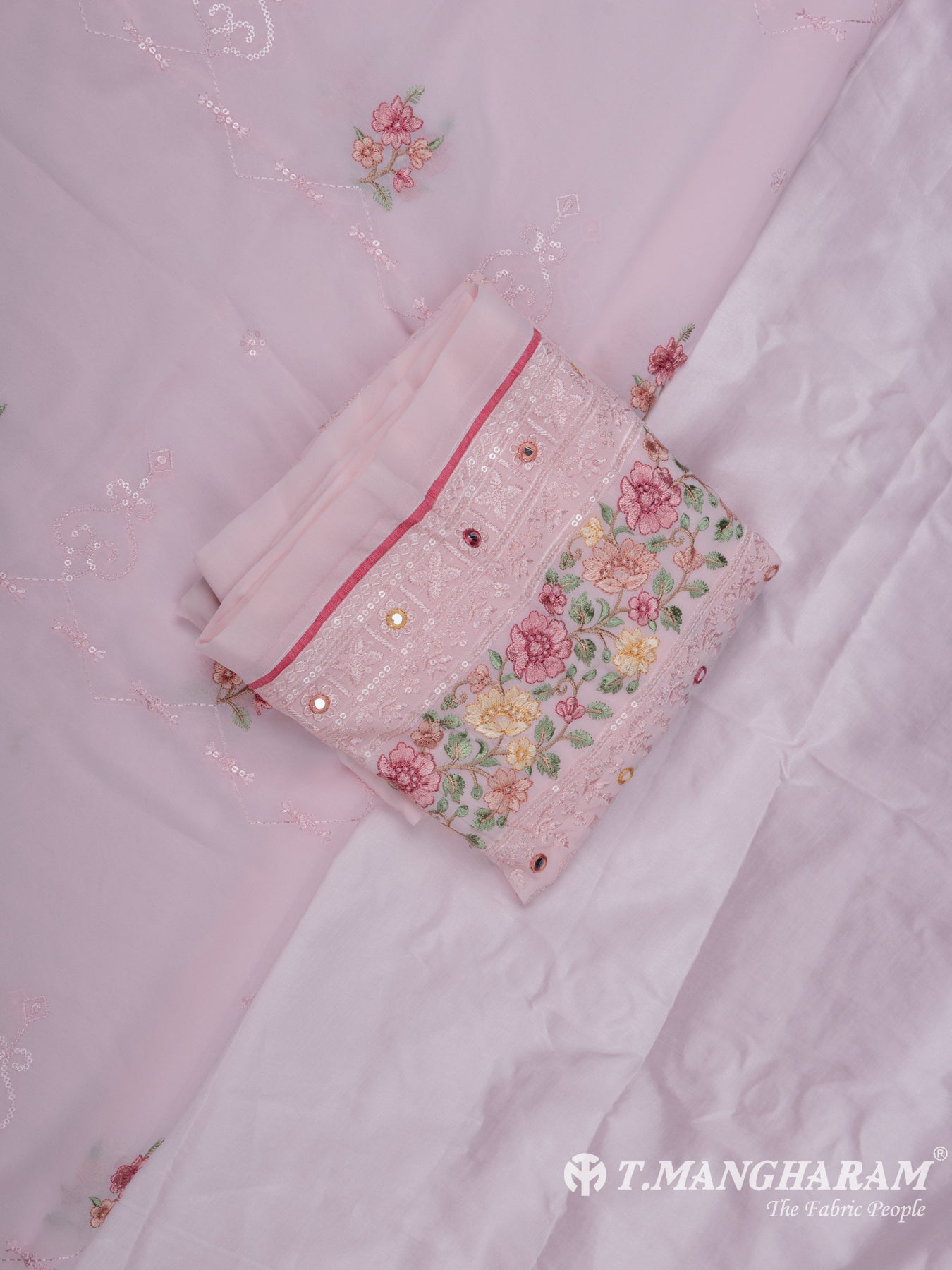 Pink Georgette Chudidhar Fabric Set - EH1406 view-1