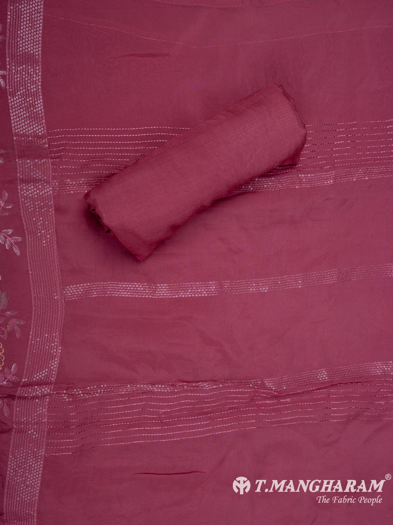 Wine Tissue Organza Chudidhar Fabric Set - EG1571 view-3