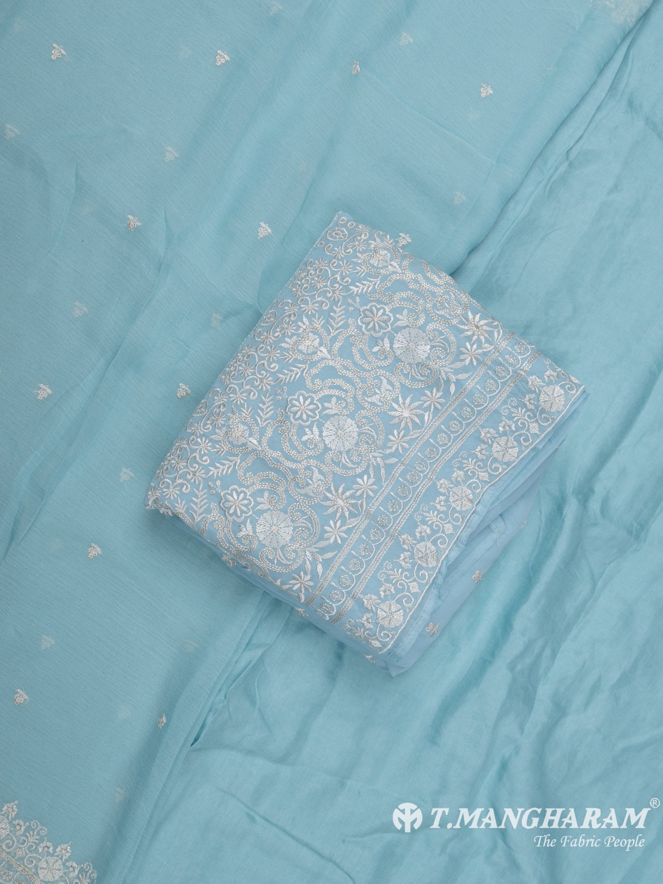 Blue Tissue Organza Chudidhar Fabric Set - EG1570 view-1
