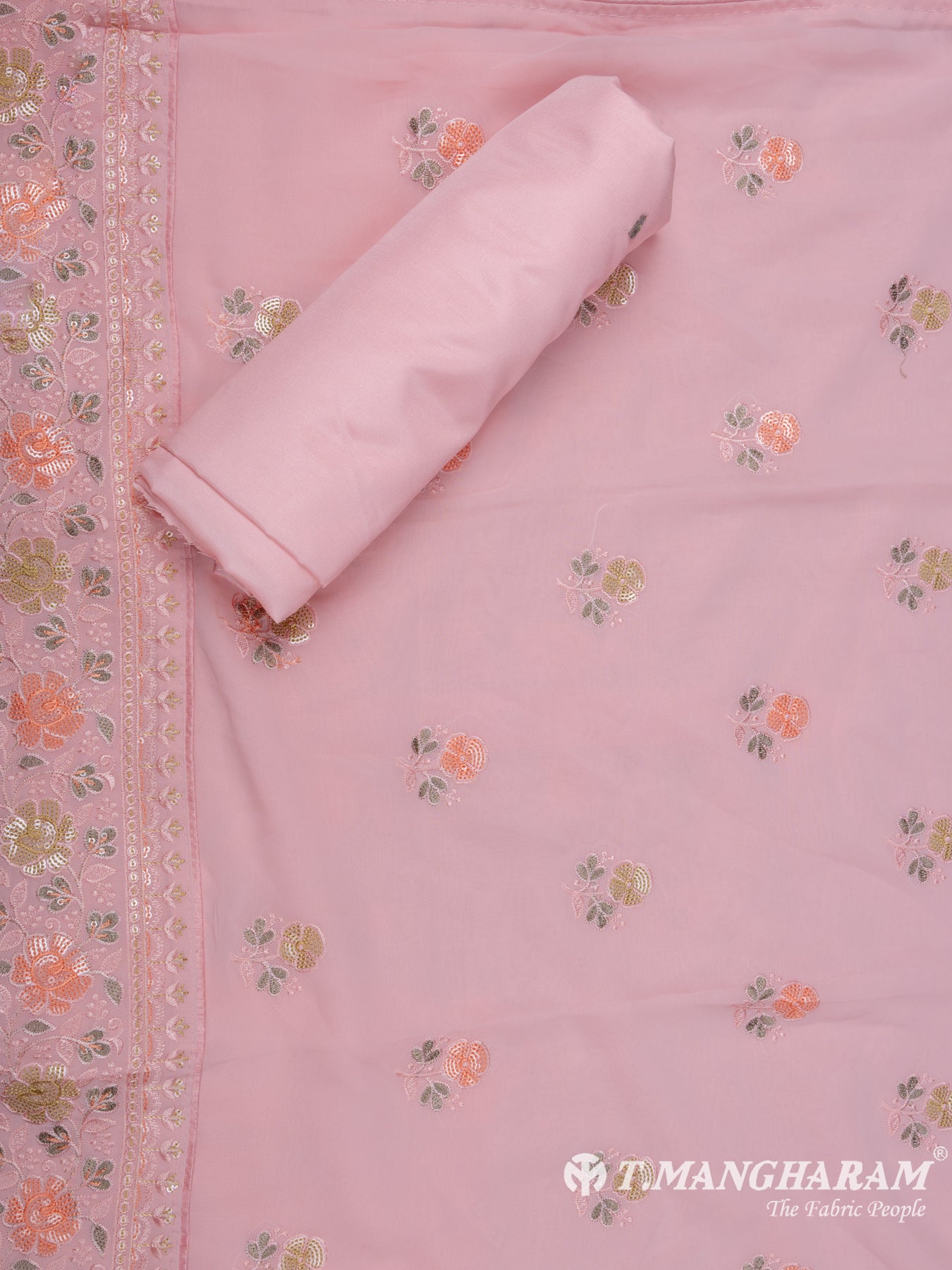 Pink Tissue Organza Chudidhar Fabric Set - EG1551 view-1