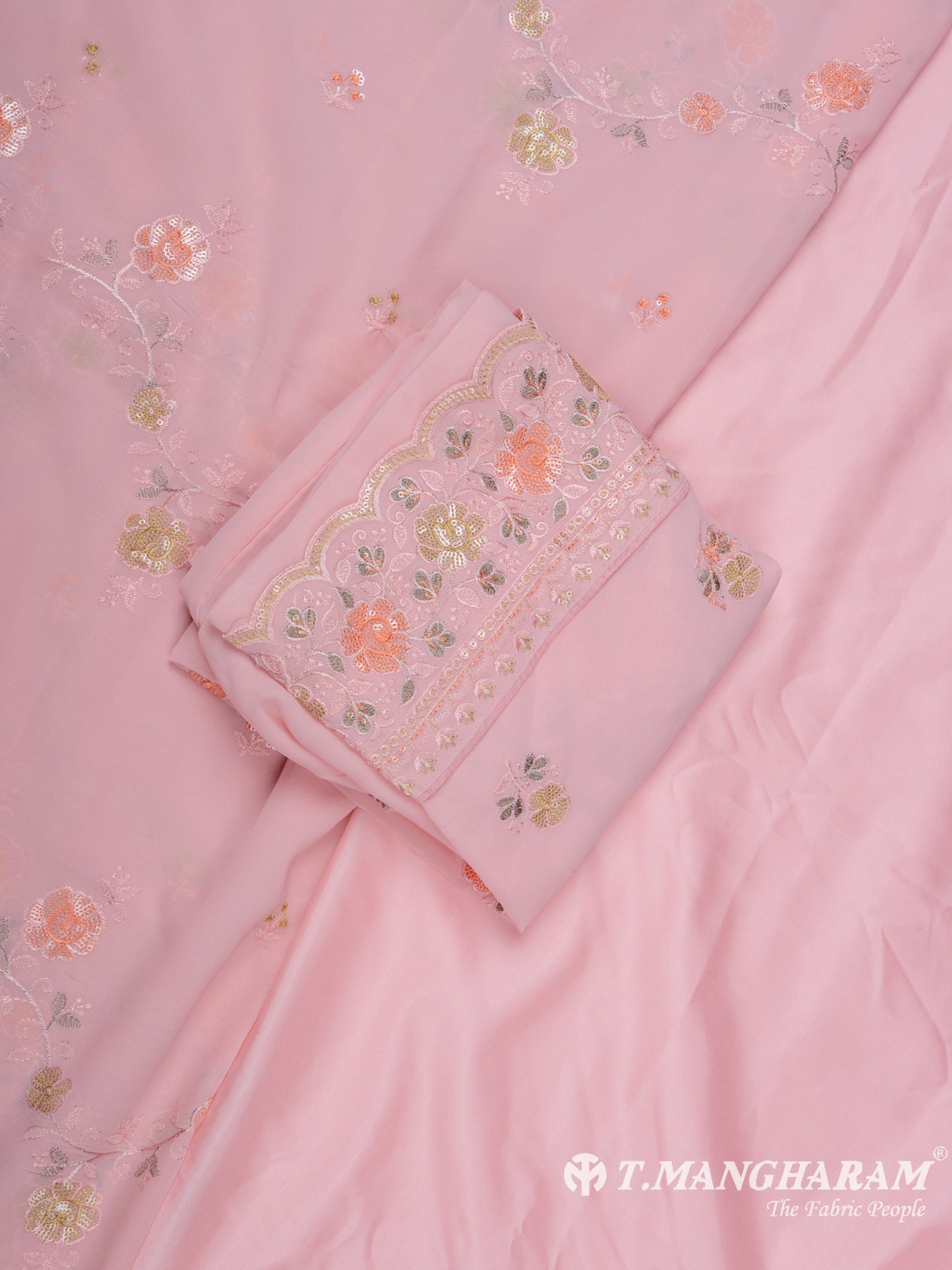 Pink Tissue Organza Chudidhar Fabric Set - EG1551 view-2