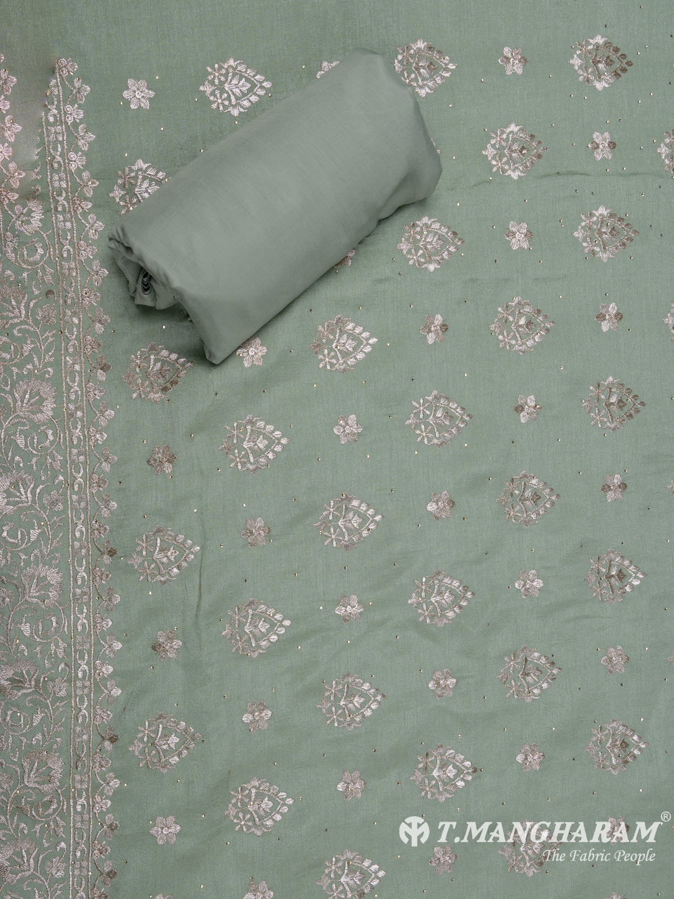 Green Georgette Chudidhar Fabric Set - EH1425 view-2