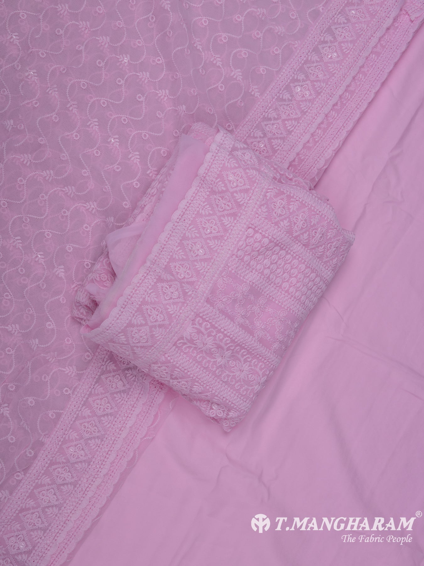 Pink Georgette Chudidhar Fabric Set - EG1598 view-1