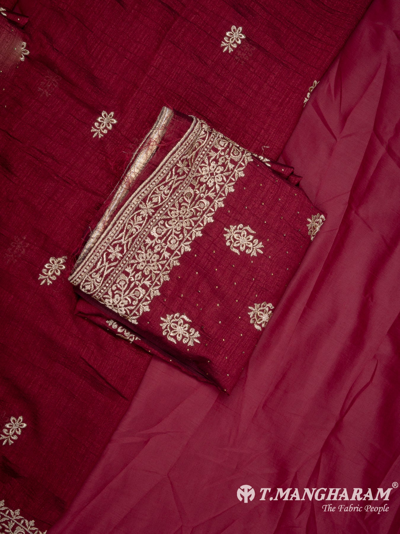 Maroon Georgette Chudidhar Fabric Set - EG1590 view-1