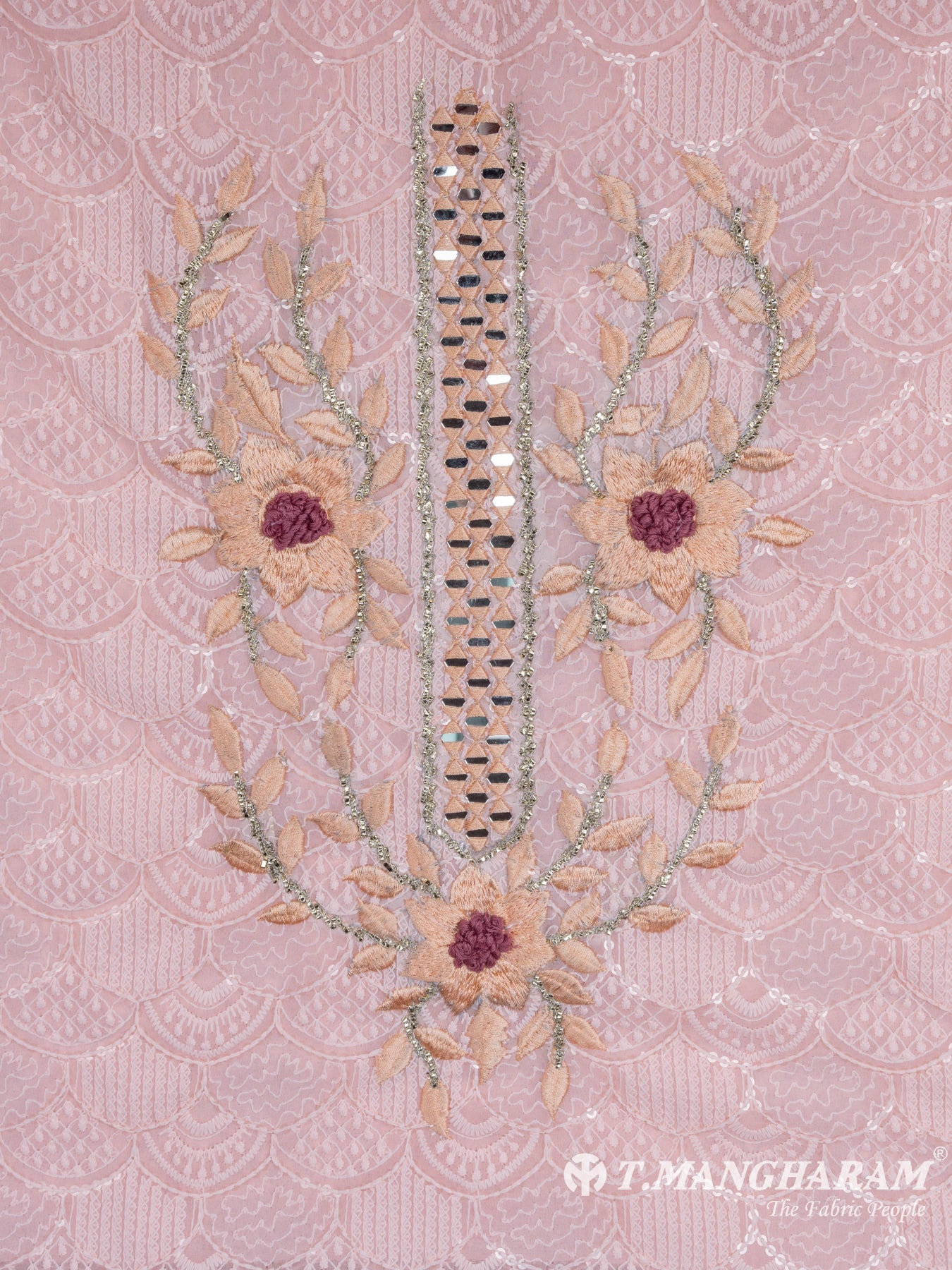 Peach Tissue Organza Chudidhar Fabric Set - EG1591 view-2