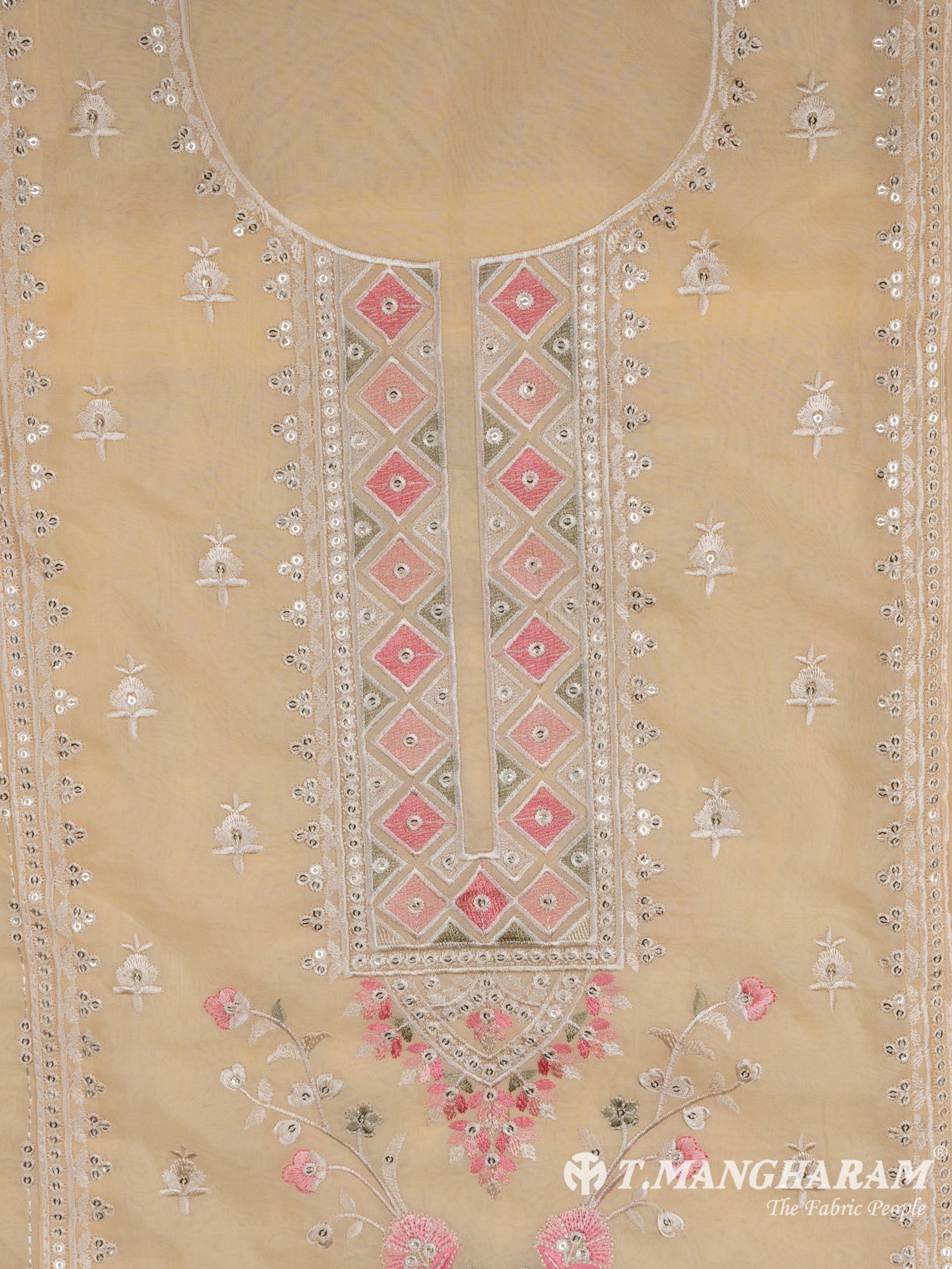 Peach Georgette Chudidhar Fabric Set - EH1427 view-2