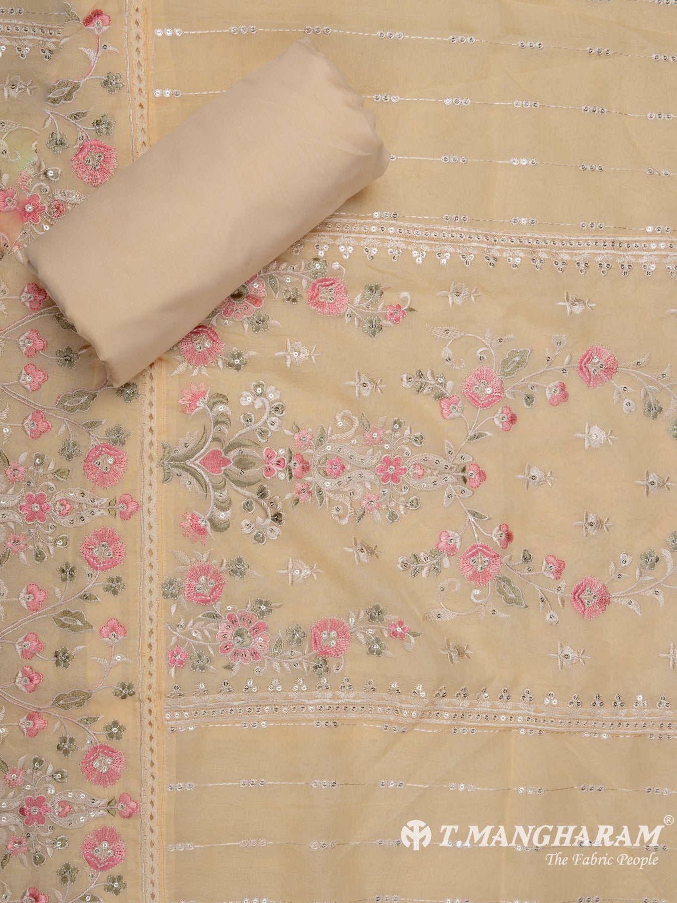 Peach Georgette Chudidhar Fabric Set - EH1427 view-3