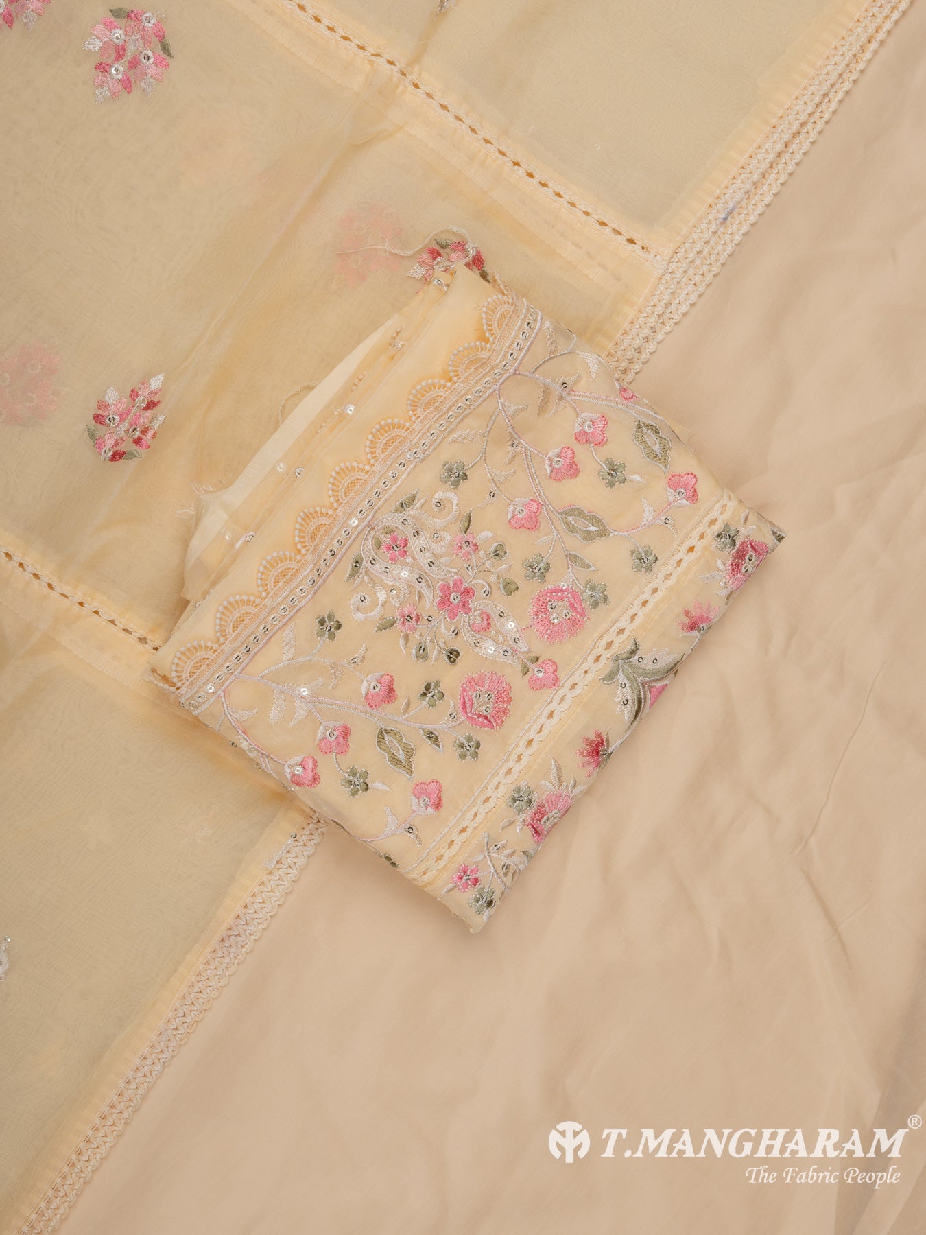Peach Georgette Chudidhar Fabric Set - EH1427 view-1