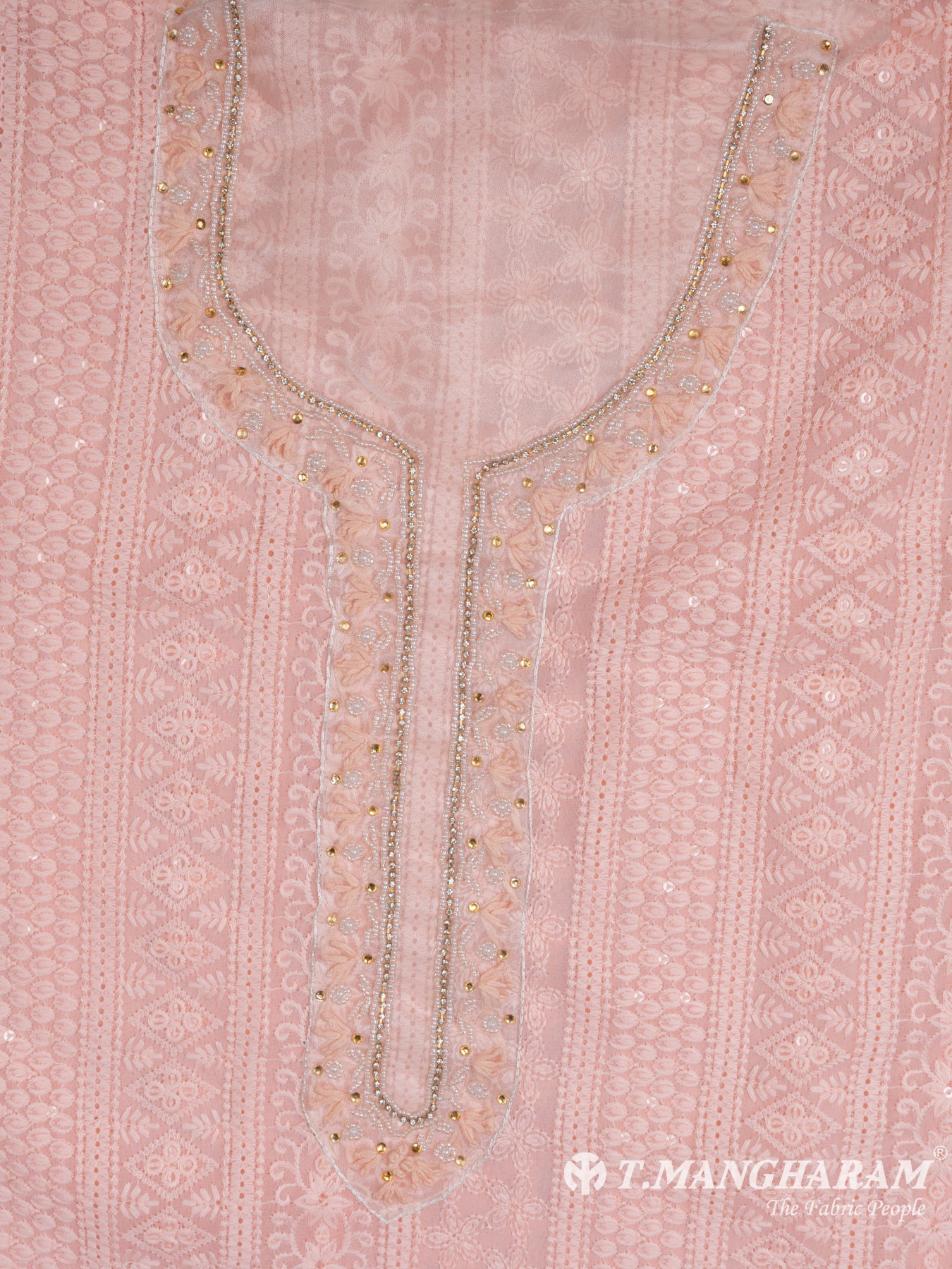 Peach Georgette Chudidhar Fabric Set - EG1597 view-2
