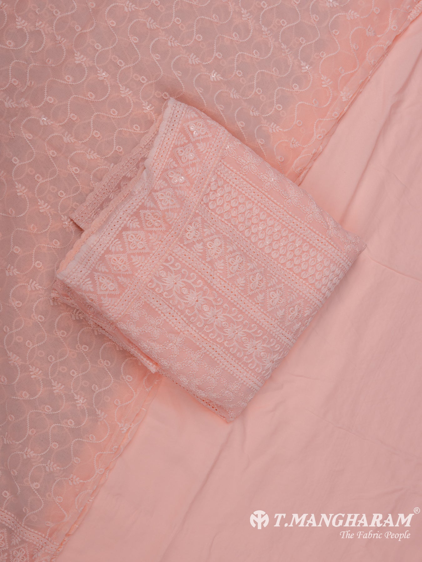 Peach Georgette Chudidhar Fabric Set - EG1597 view-1