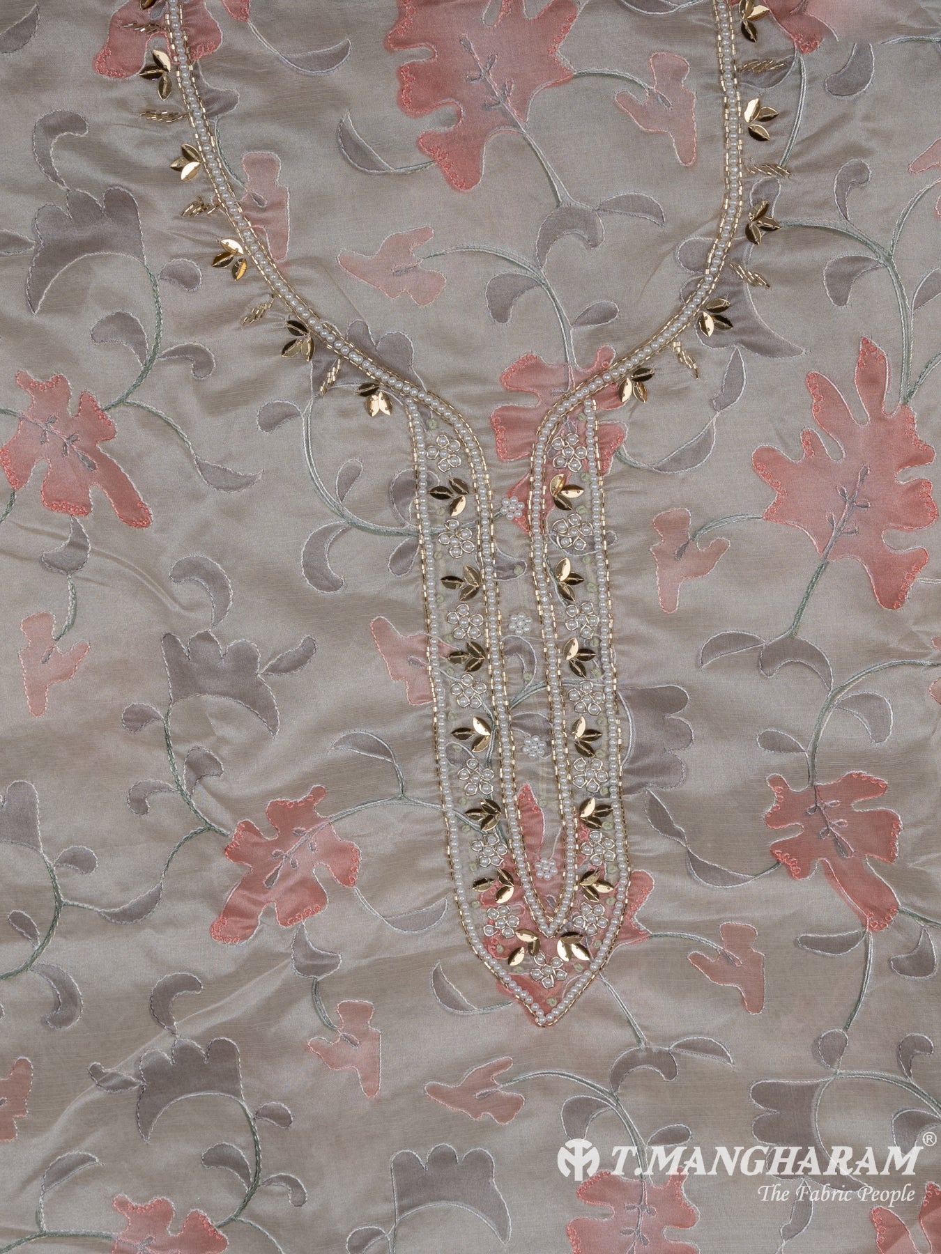 Beige Organza Tissue Chudidhar Fabric Set - EG1604 view-2