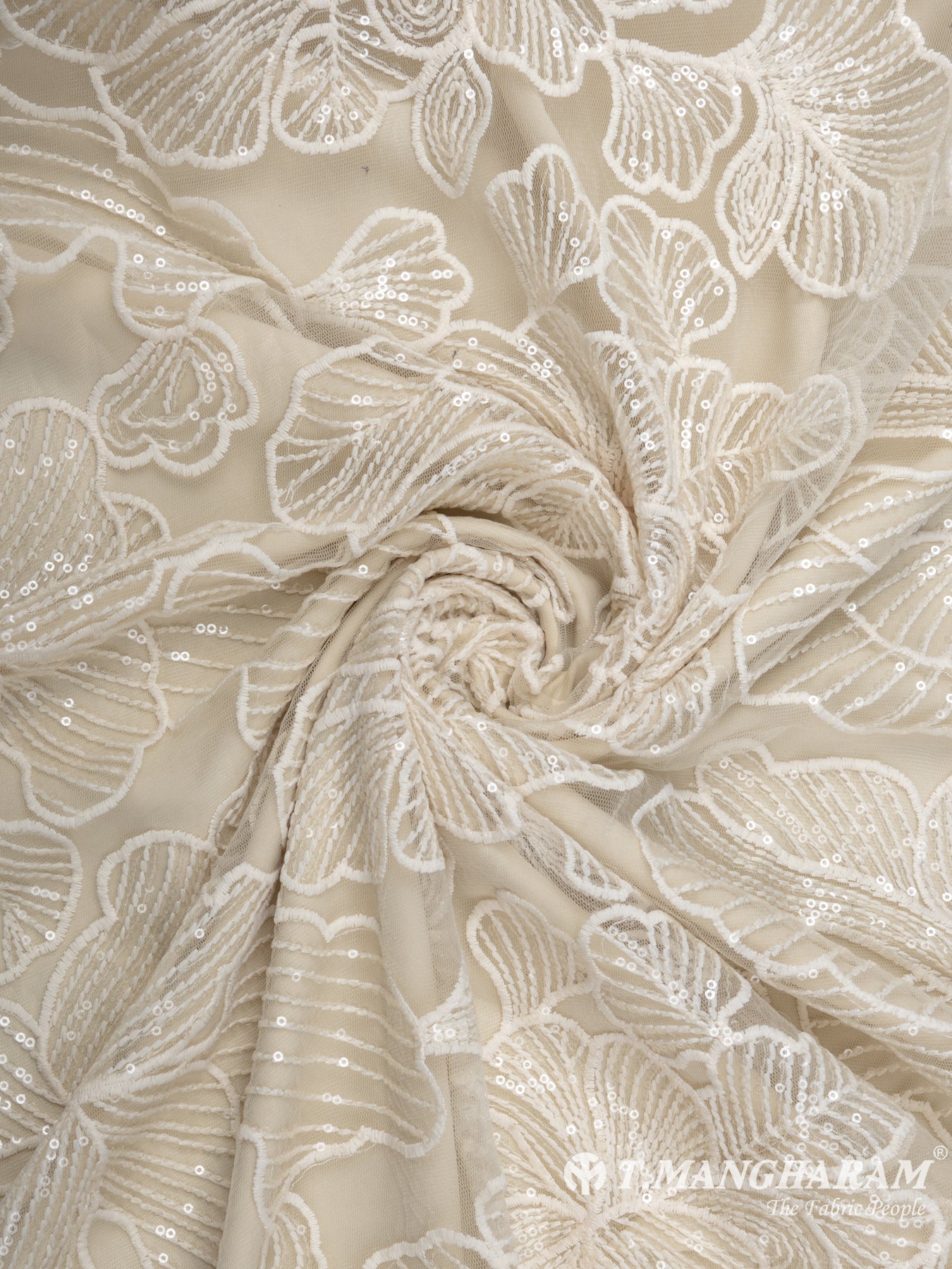 Cream Fancy Net Fabric - EC7000 view-1