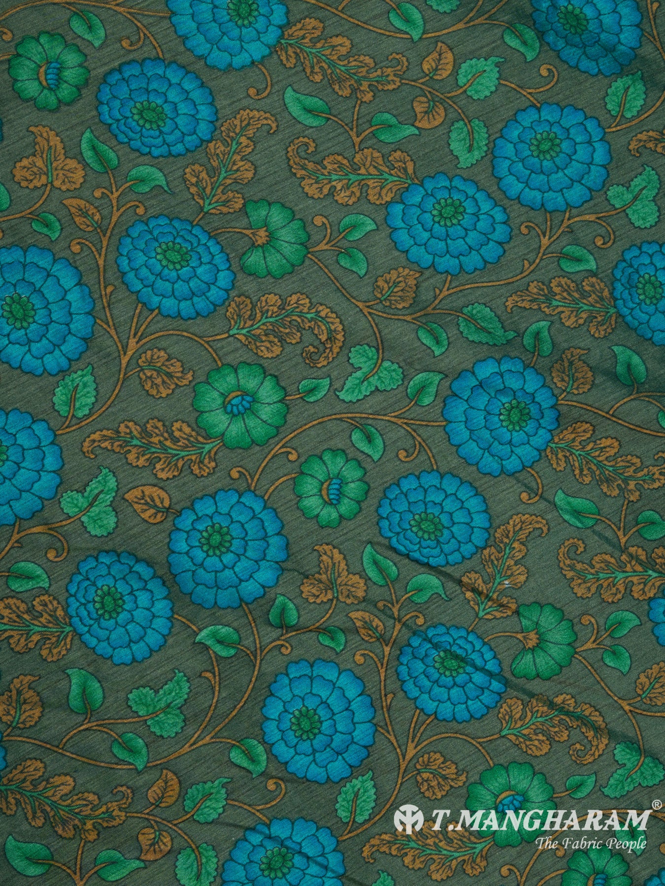 Green Silk Cotton Fabric - EB5157 view-3