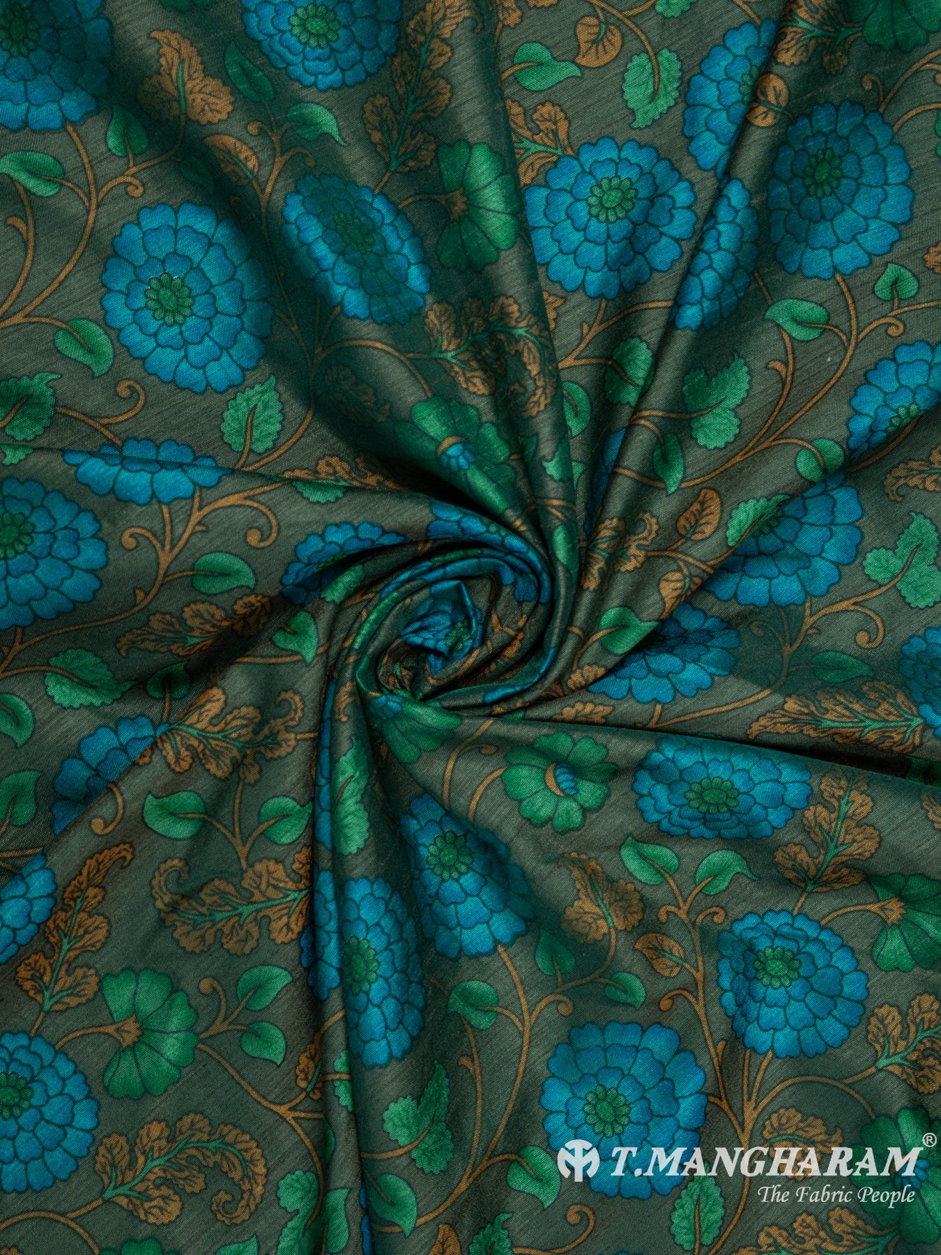 Green Silk Cotton Fabric - EB5157 view-1