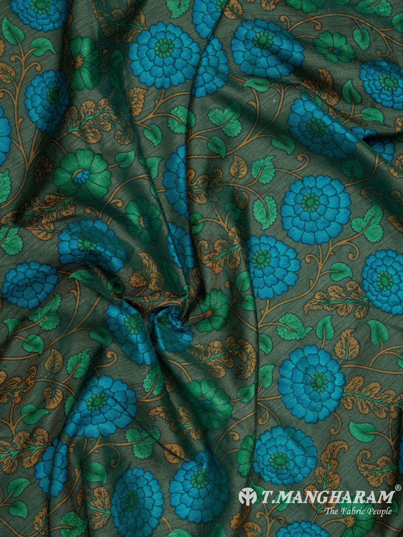 Green Silk Cotton Fabric - EB5157 view-4