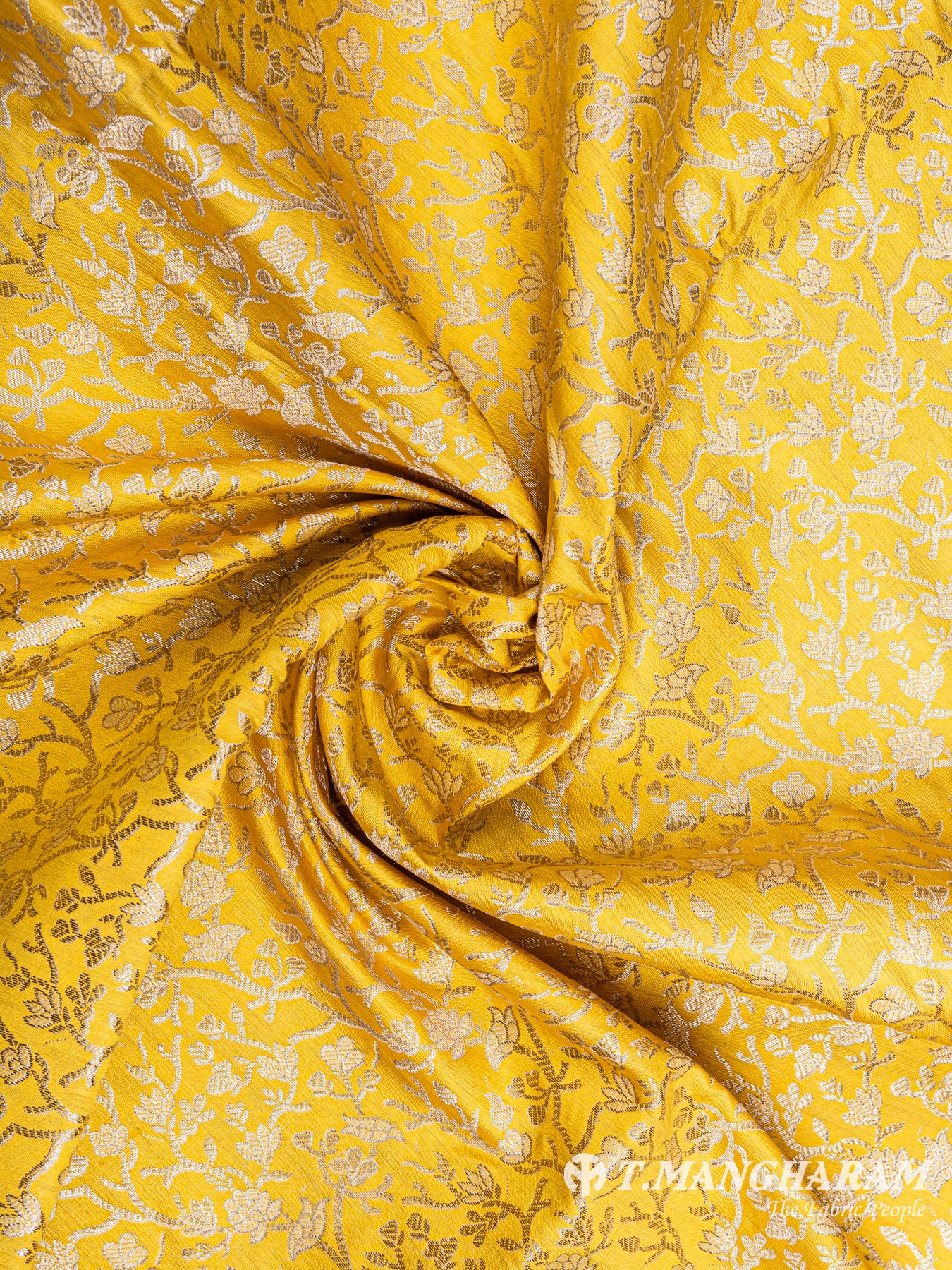 Yellow Semi Banaras Fabric - EC5422 view-1