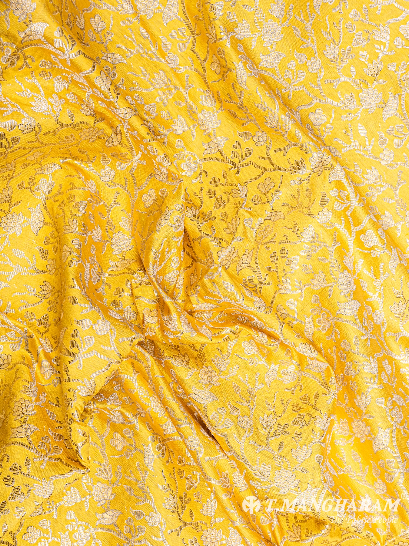 Yellow Semi Banaras Fabric - EC5422 view-4