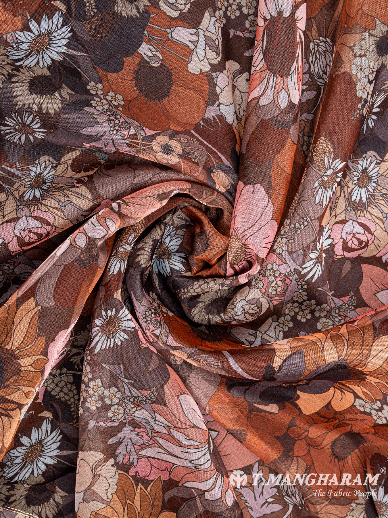 Brown Georgette Fabric - EC5507 view-1
